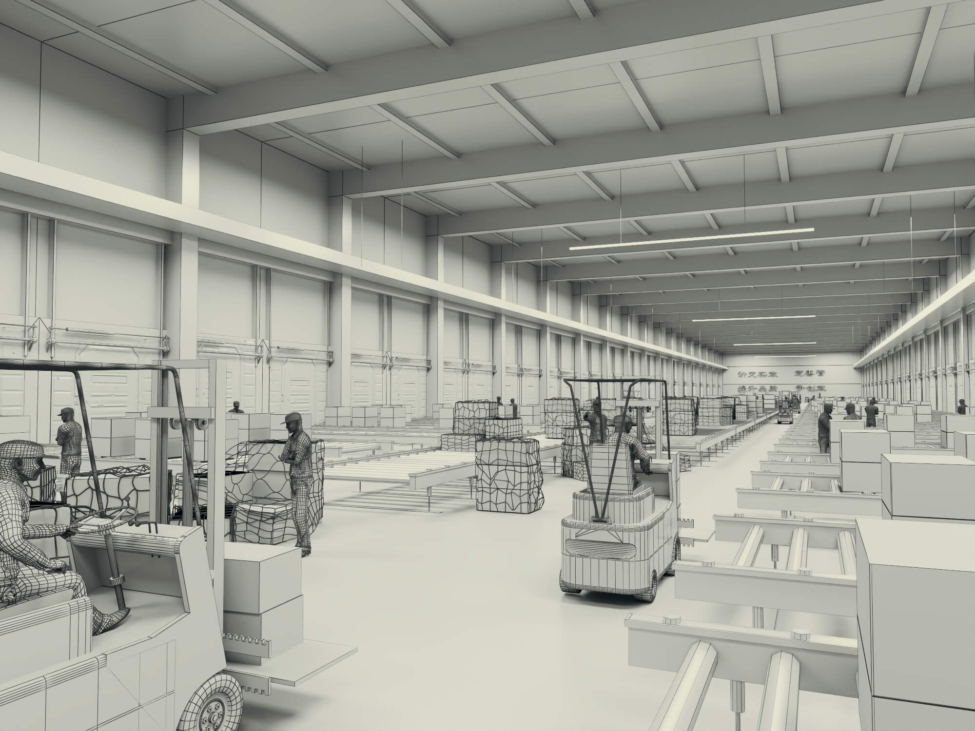 Logistics Warehouse Working Scene 3d Model 3D Model