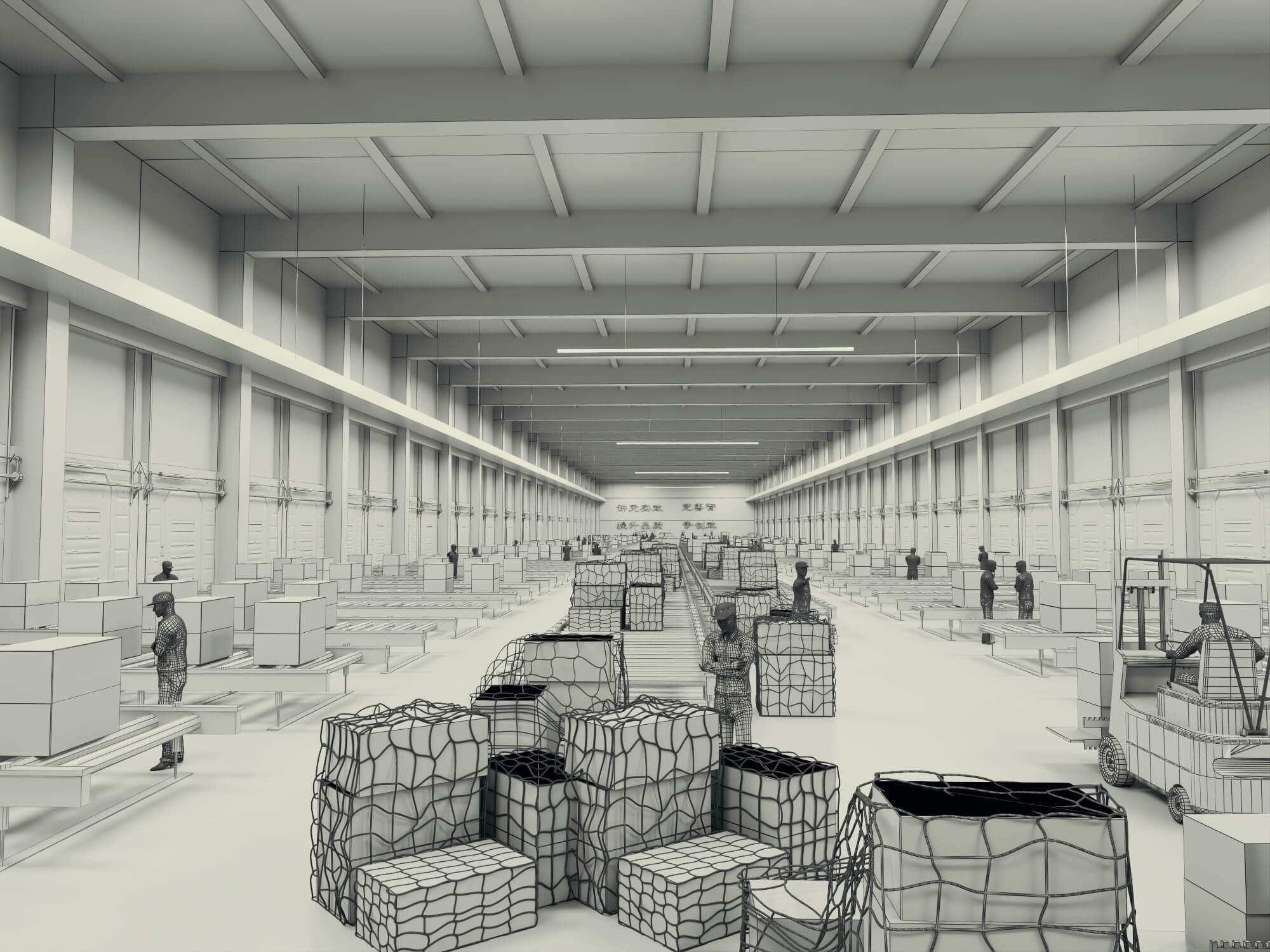 Logistics Warehouse Working Scene 3d Model 3D Model