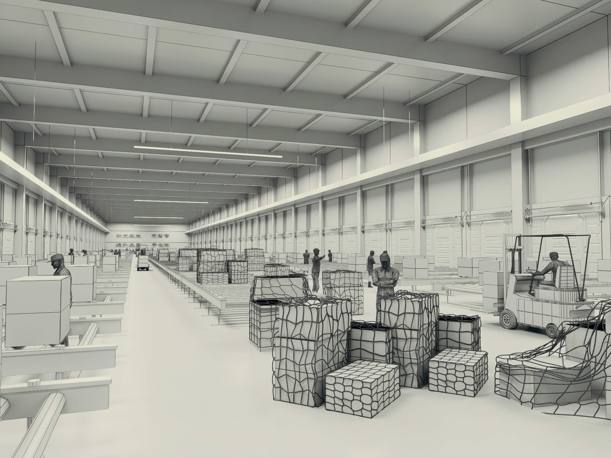 Logistics Warehouse Working Scene 3d Model 3D Model