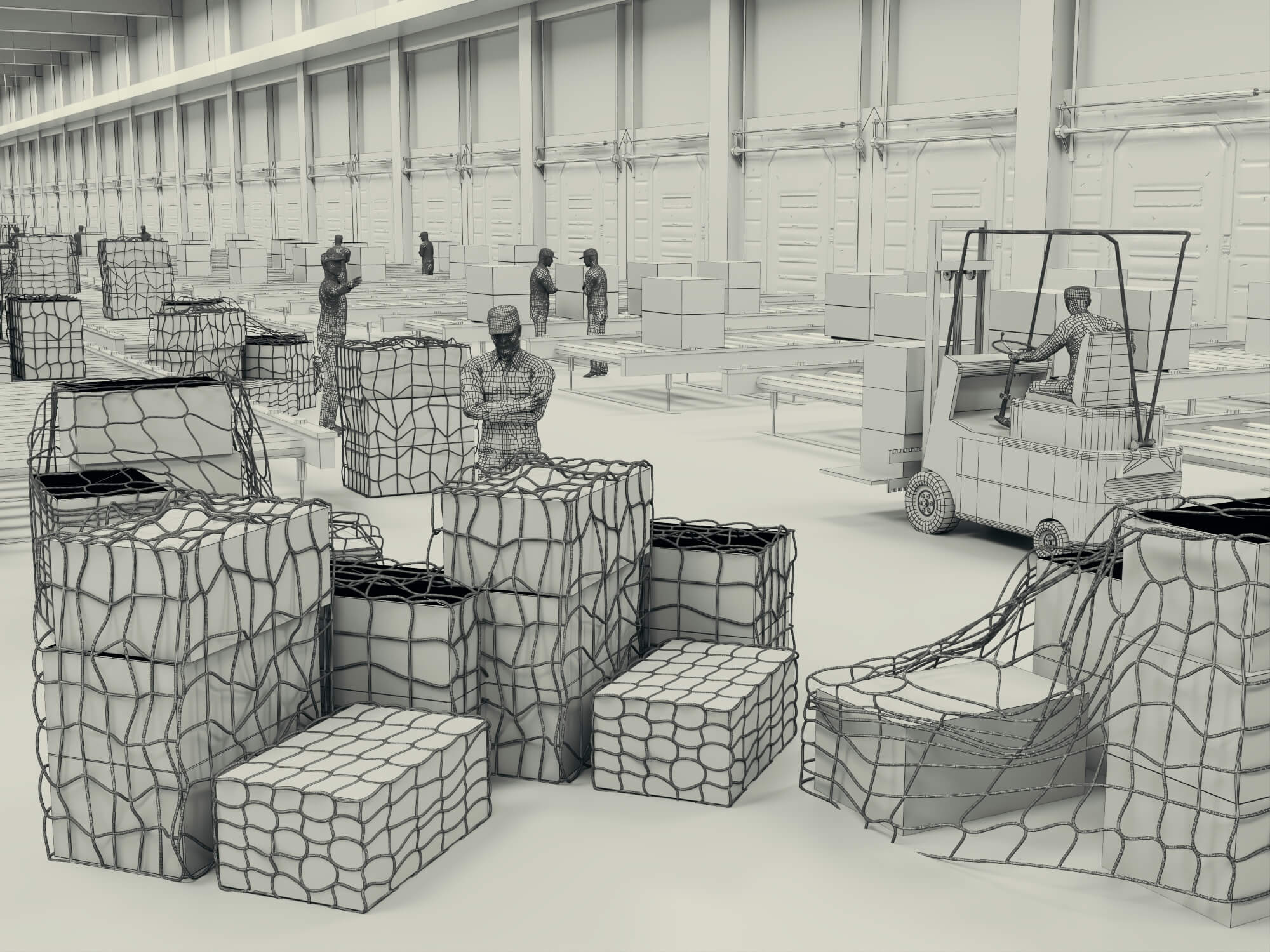 Logistics Warehouse Working Scene 3d Model 3D Model