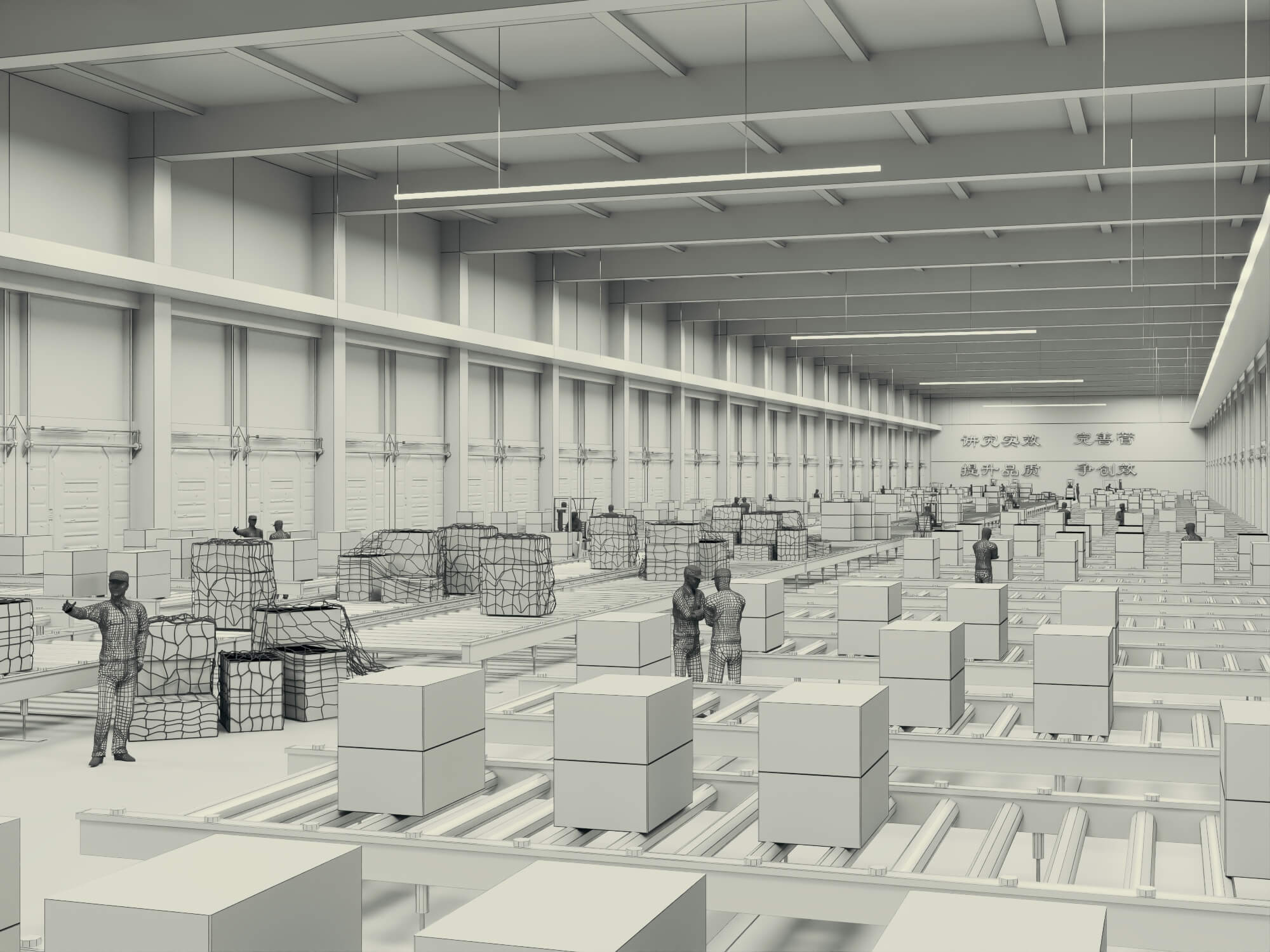 Logistics Warehouse Working Scene 3d Model 3D Model