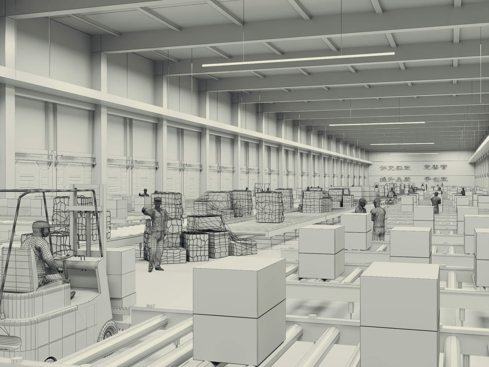 Logistics Warehouse Working Scene 3d Model 3D Model
