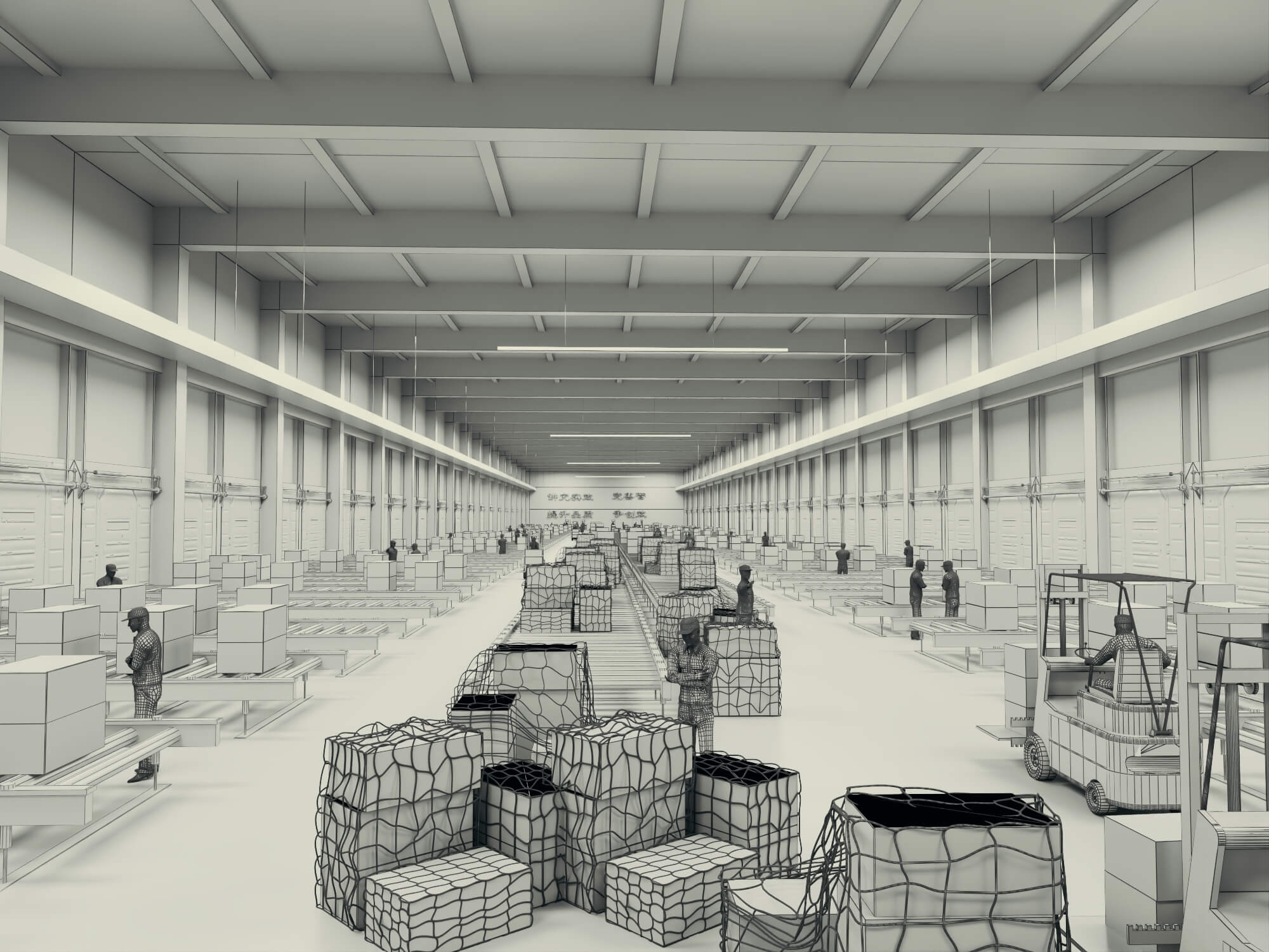 Logistics Warehouse Working Scene 3d Model 3D Model
