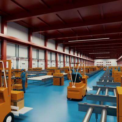 Logistics Warehouse Working Scene 3d Model
