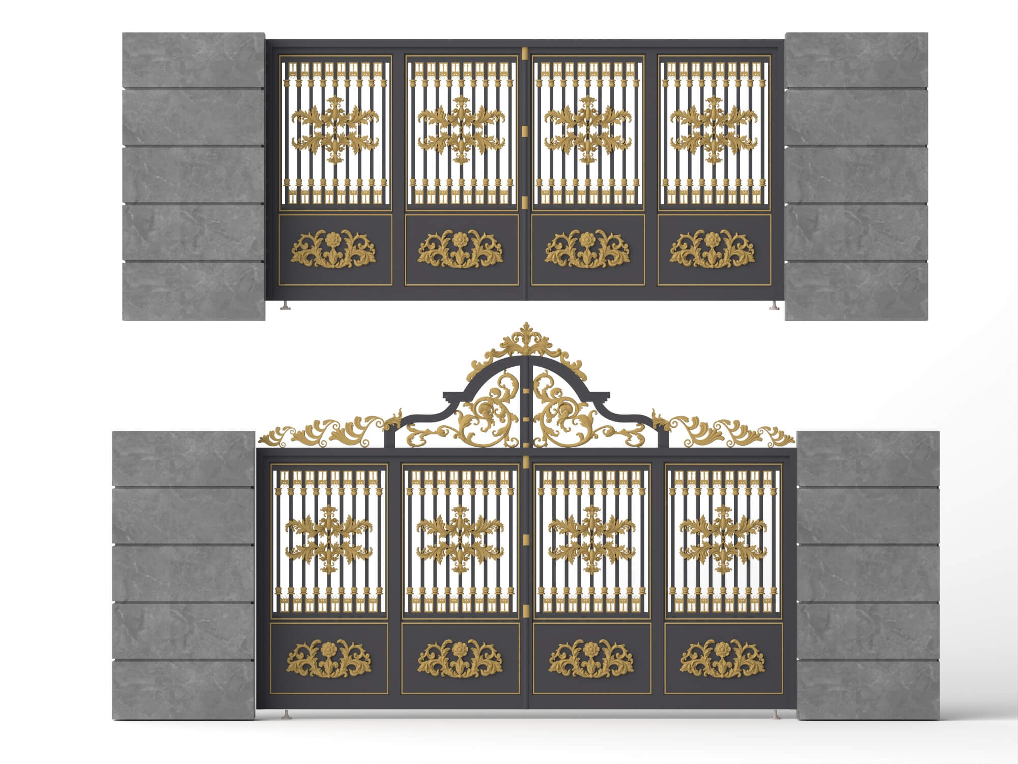 Luxury European Wrought Iron Gate Asset Pack 3D Model