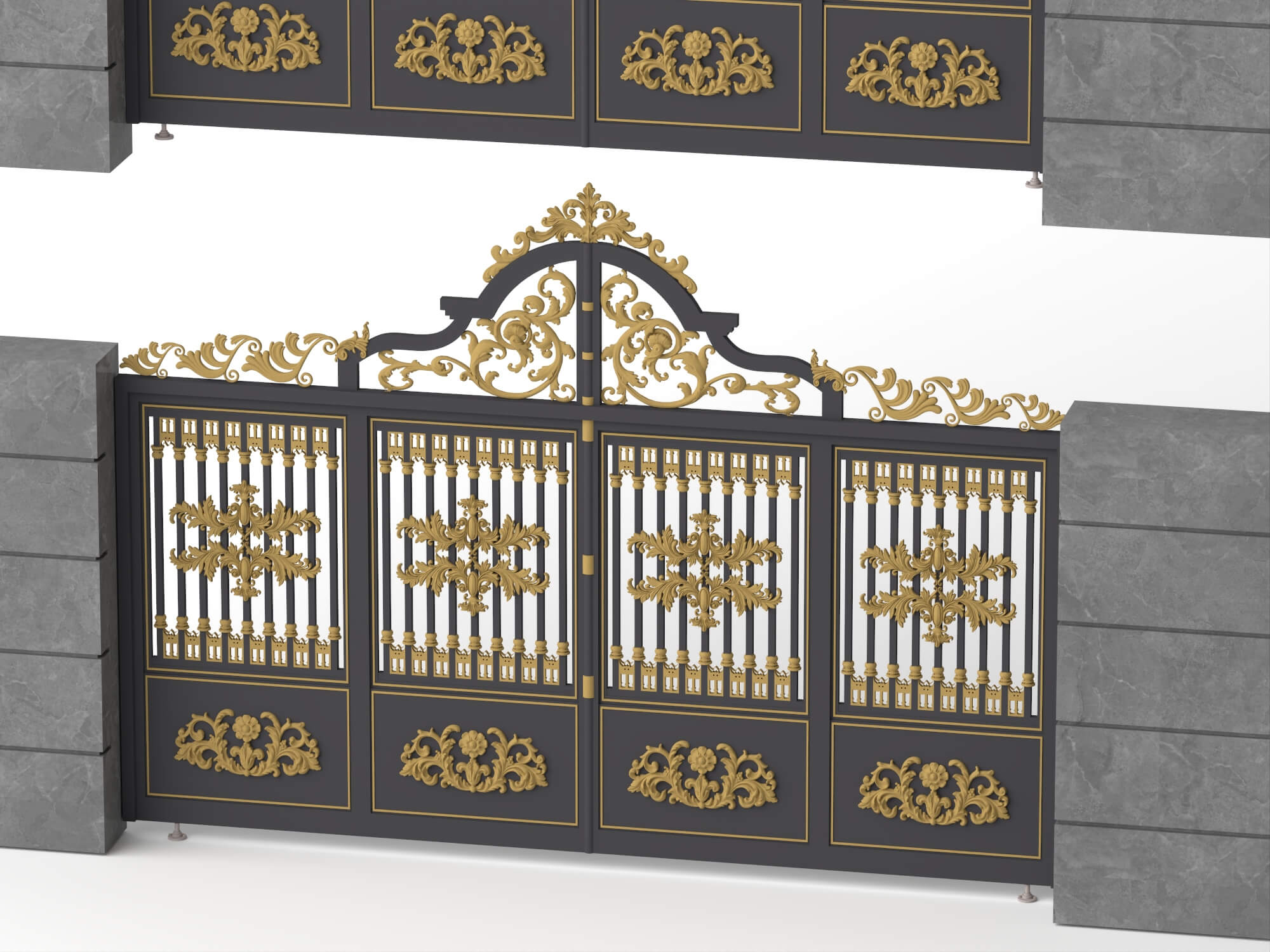 Luxury European Wrought Iron Gate Asset Pack 3D Model