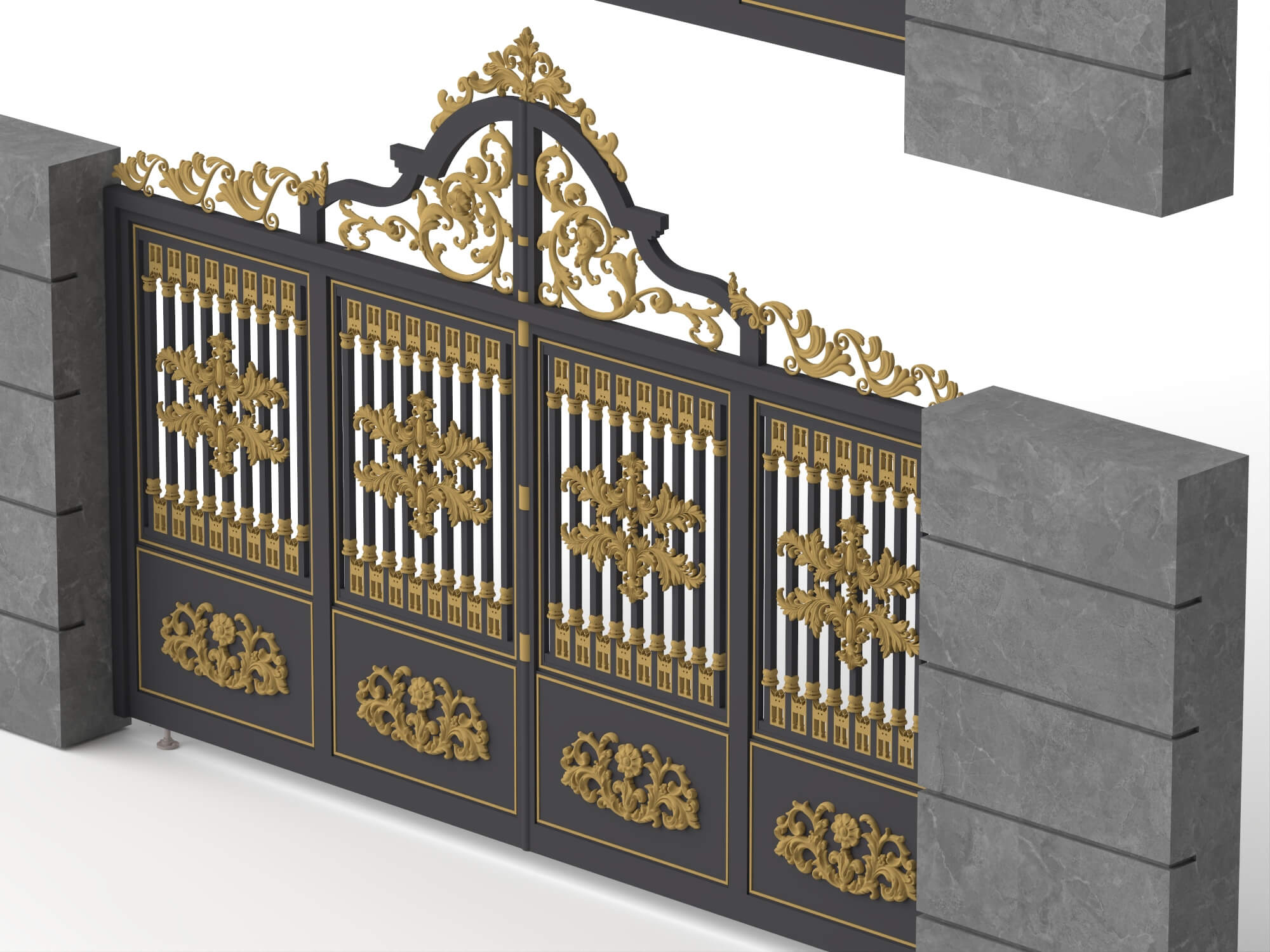 Luxury European Wrought Iron Gate Asset Pack 3D Model