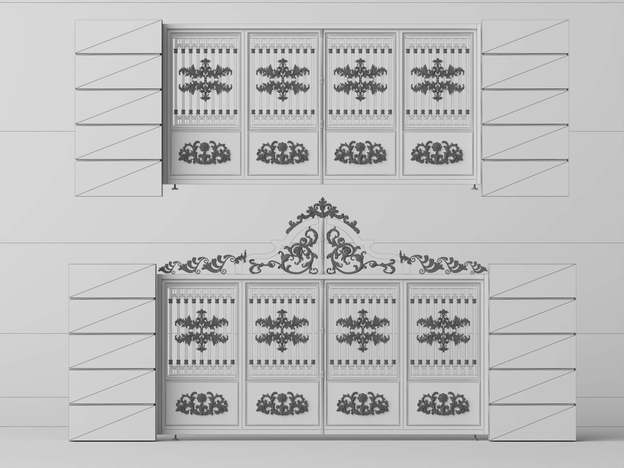 Luxury European Wrought Iron Gate Asset Pack 3D Model