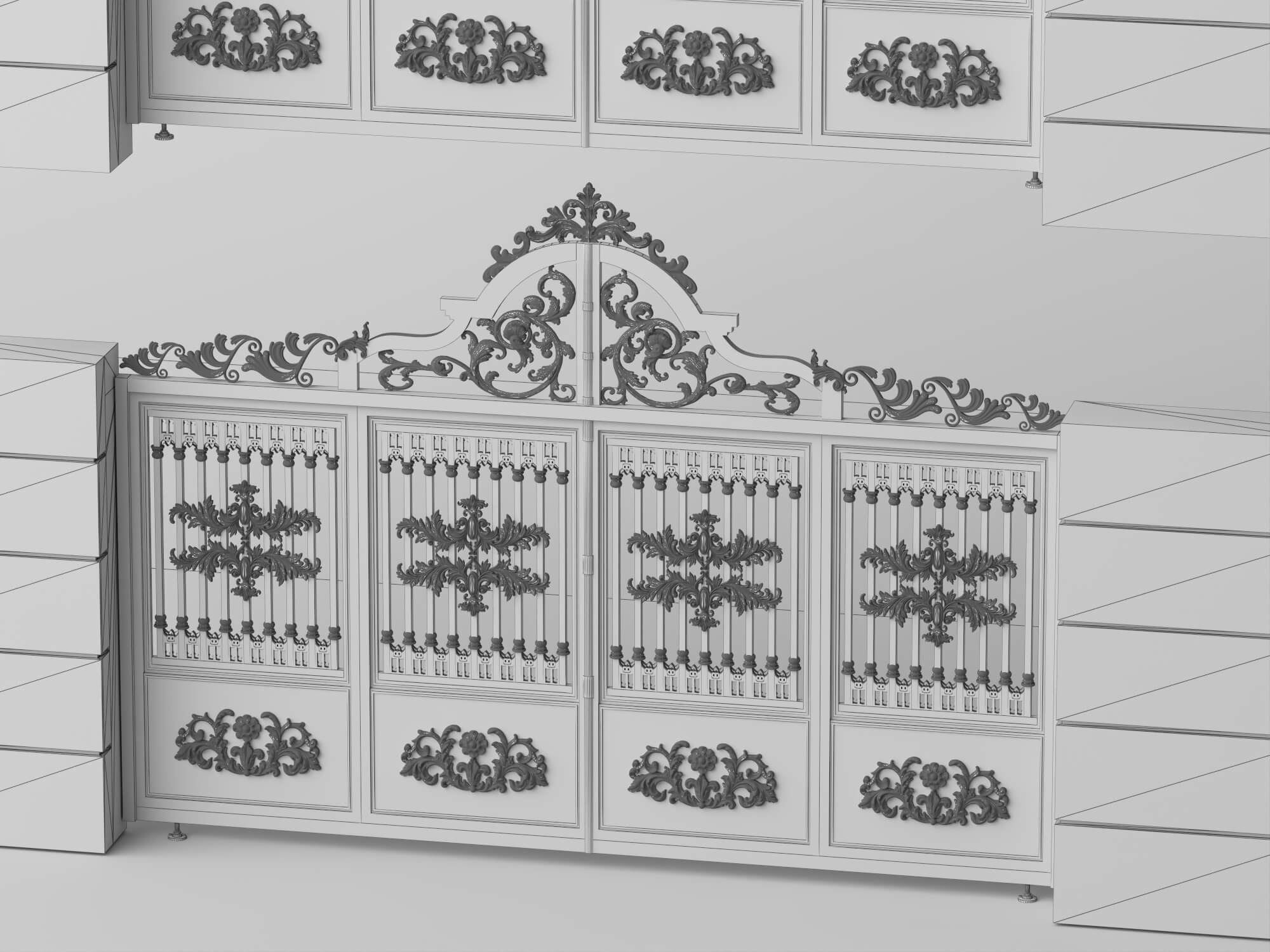 Luxury European Wrought Iron Gate Asset Pack 3D Model