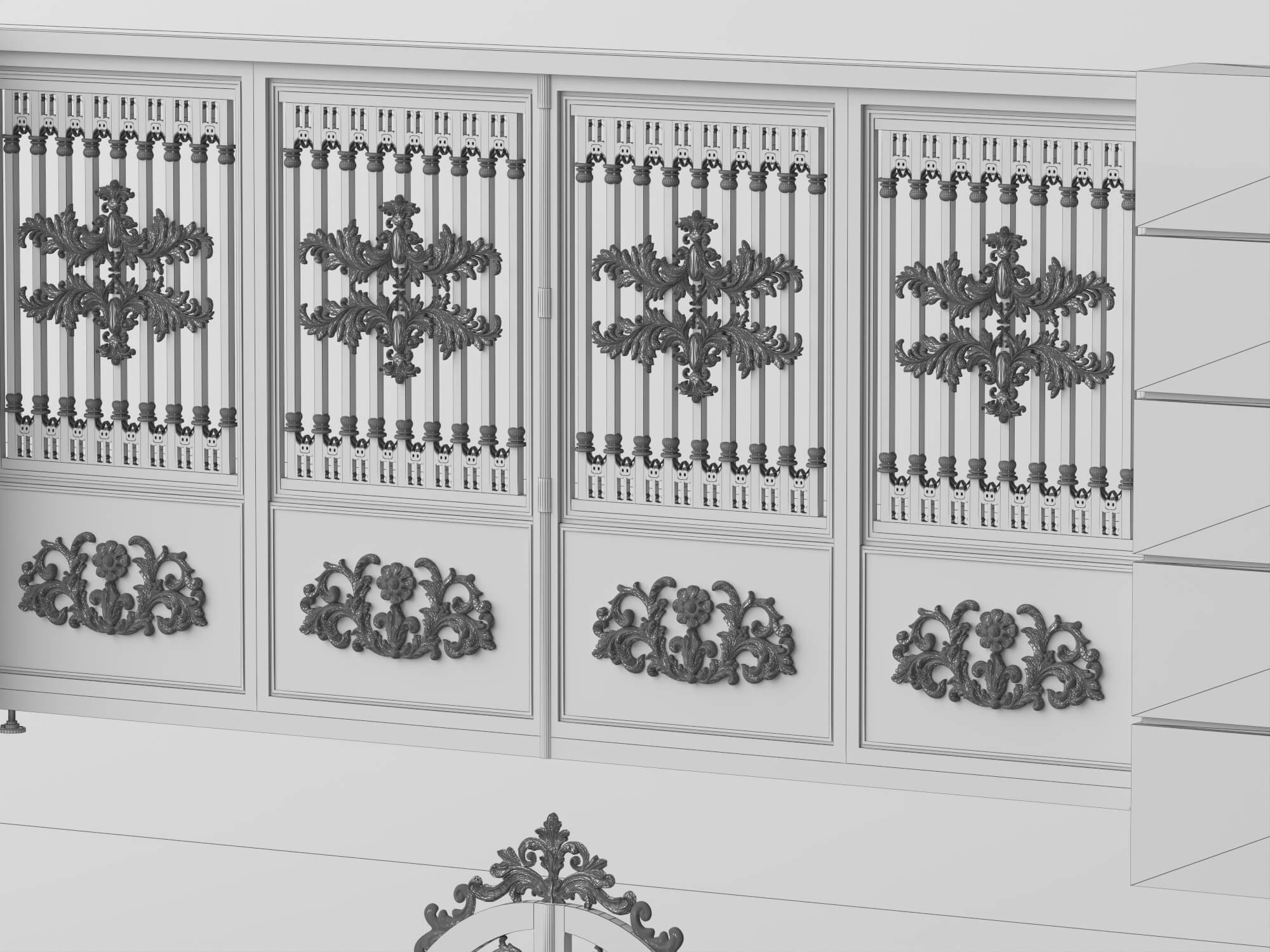 Luxury European Wrought Iron Gate Asset Pack 3D Model