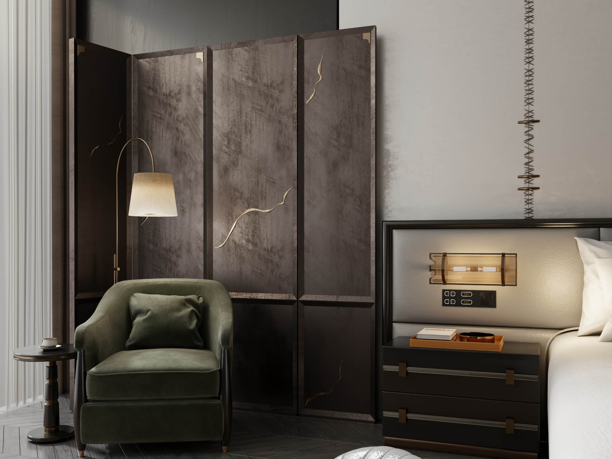 Luxury Hotel Bedroom Interior Lowpoly 3d Scene 3D Model