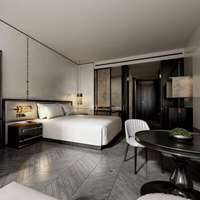 Luxury Hotel Bedroom Interior Lowpoly 3d Scene