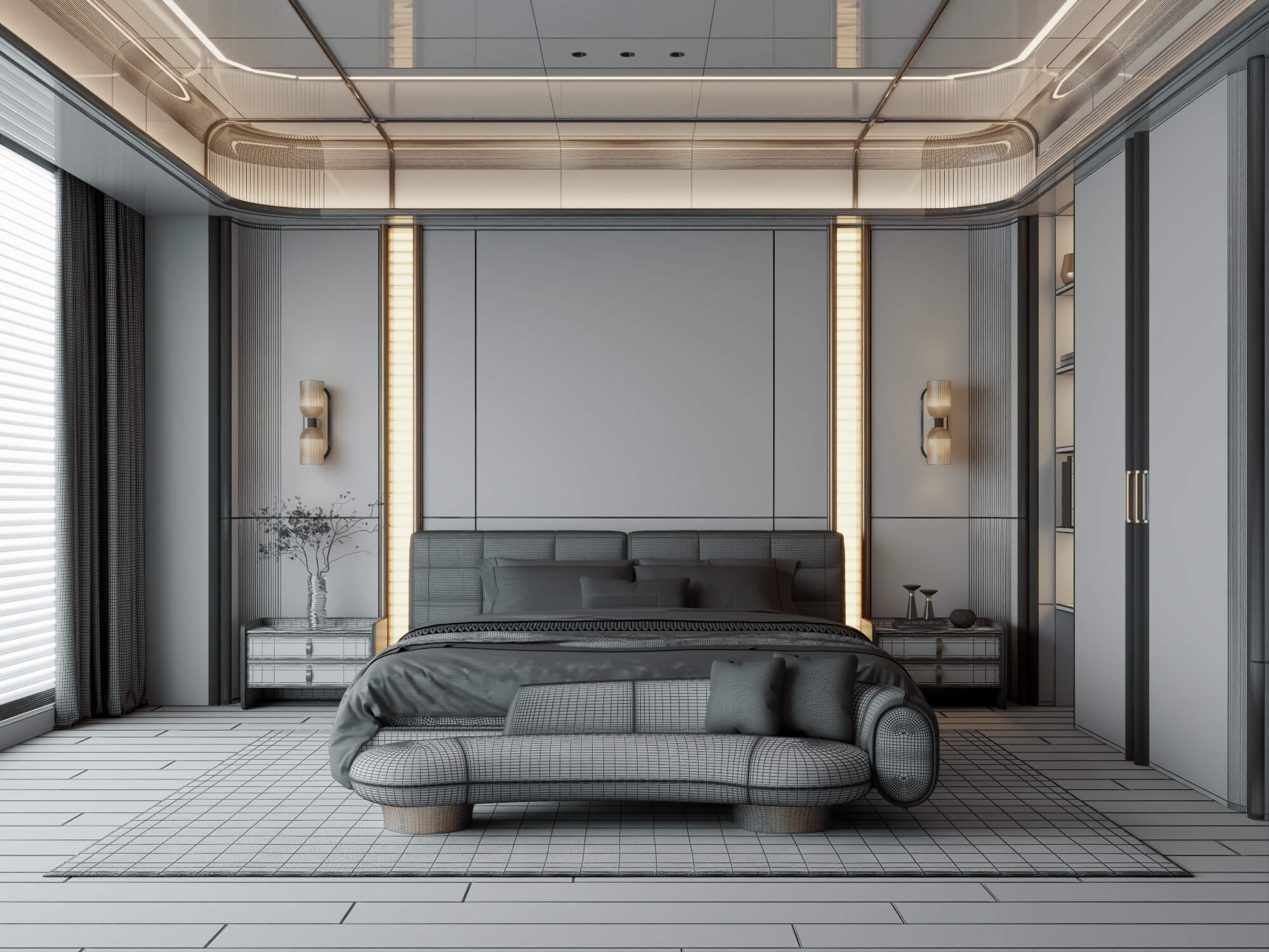 Luxury Modern Master Bedroom Interior 3D Model 3D Model