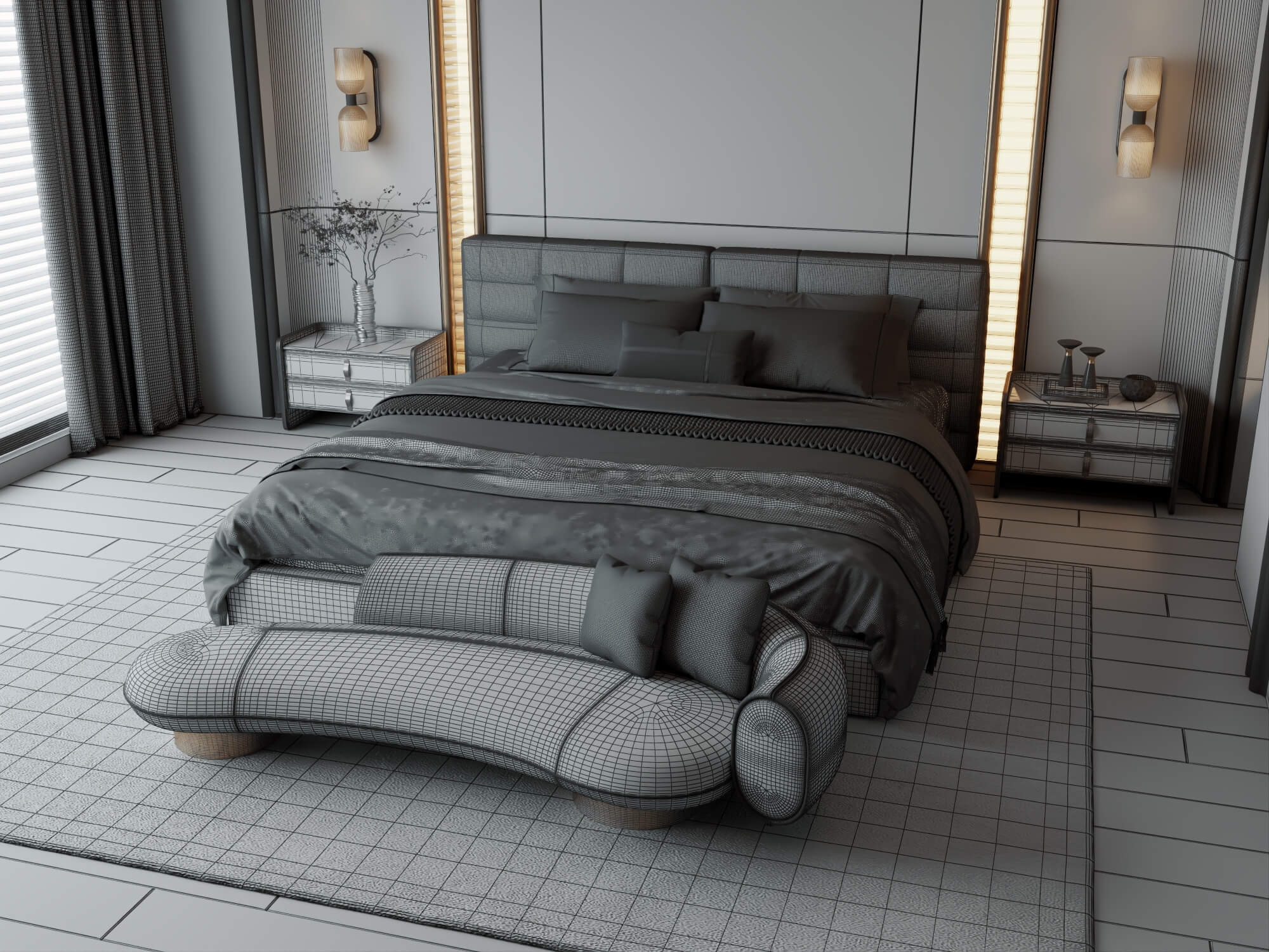 Luxury Modern Master Bedroom Interior 3D Model 3D Model