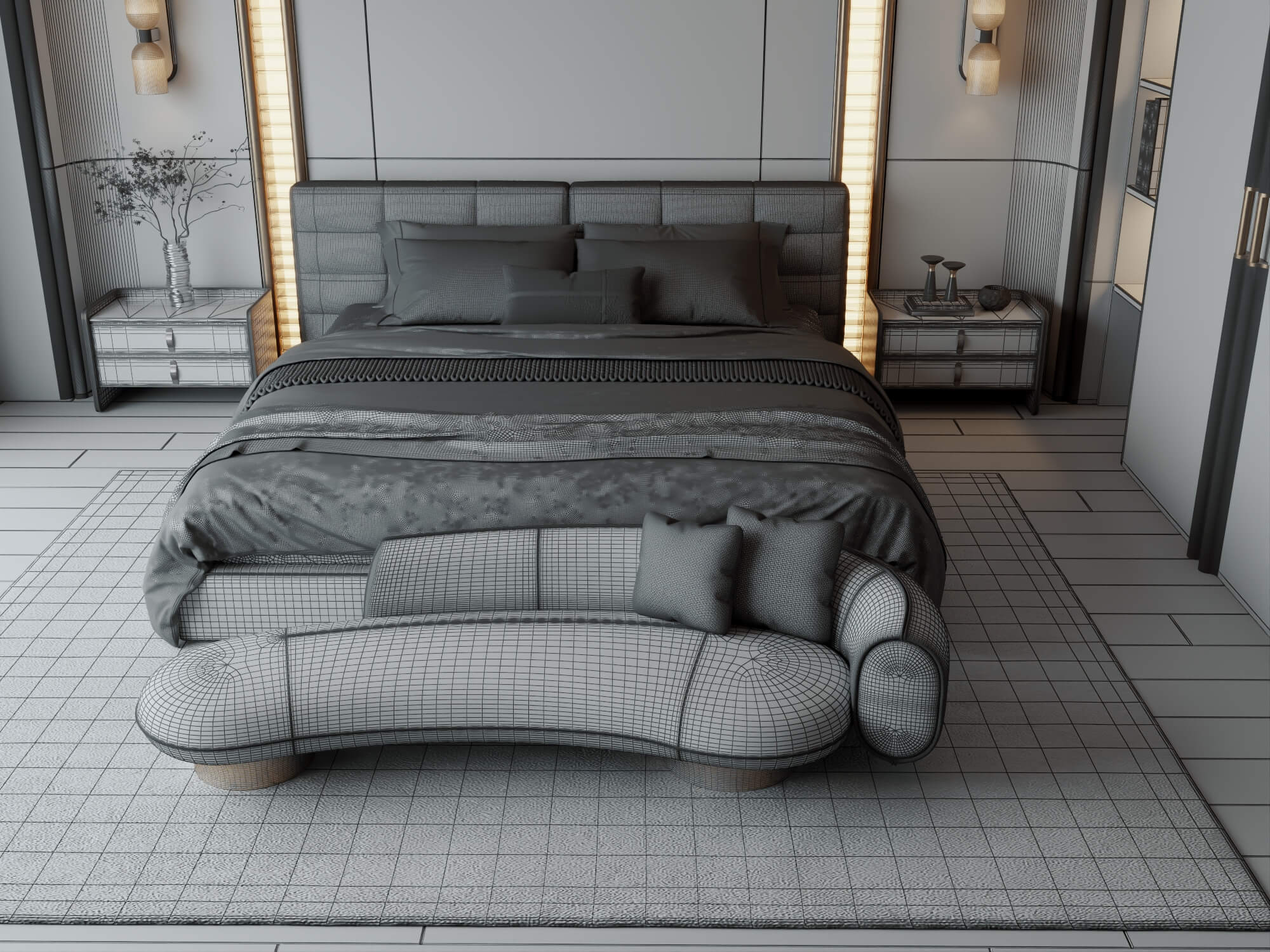 Luxury Modern Master Bedroom Interior 3D Model 3D Model