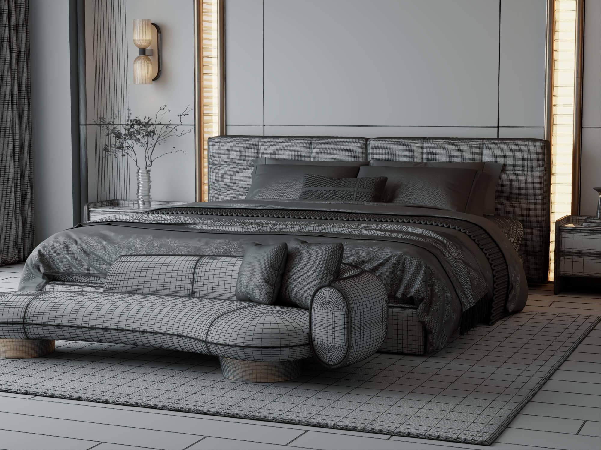 Luxury Modern Master Bedroom Interior 3D Model 3D Model