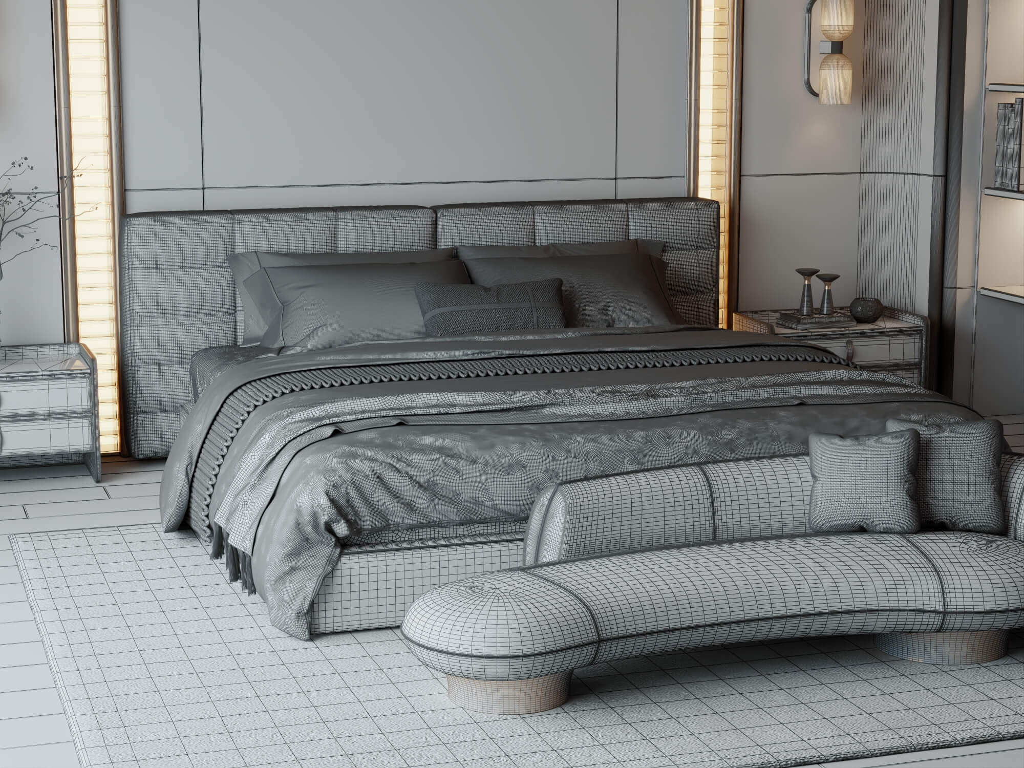 Luxury Modern Master Bedroom Interior 3D Model 3D Model
