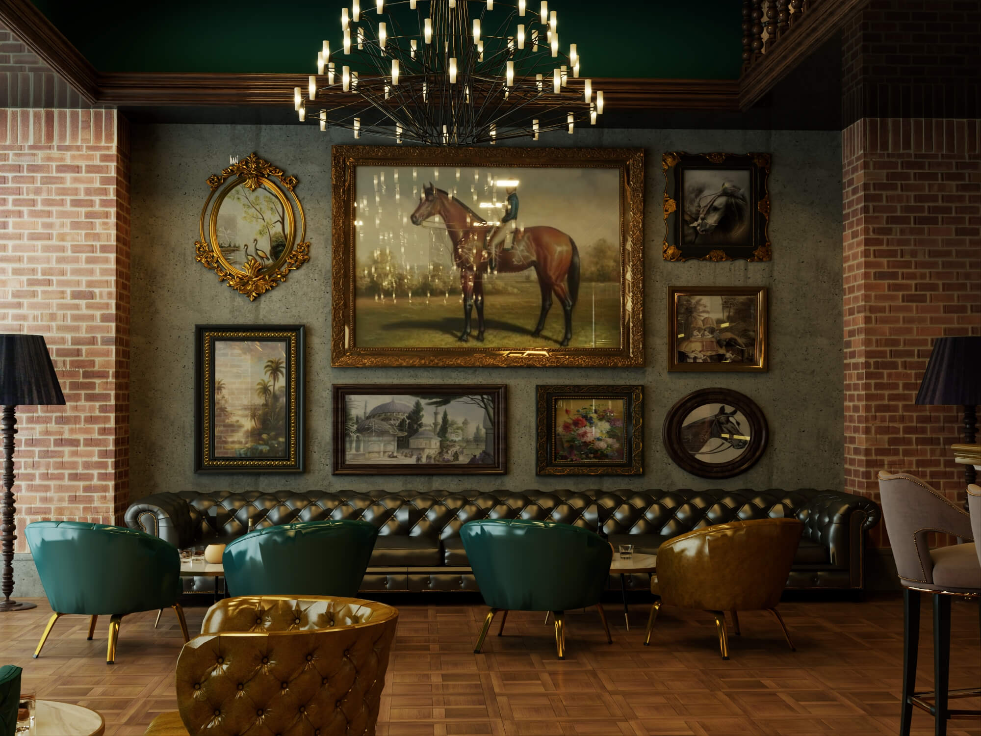 Luxury Vintage Bar Lounge Interior 3D Model