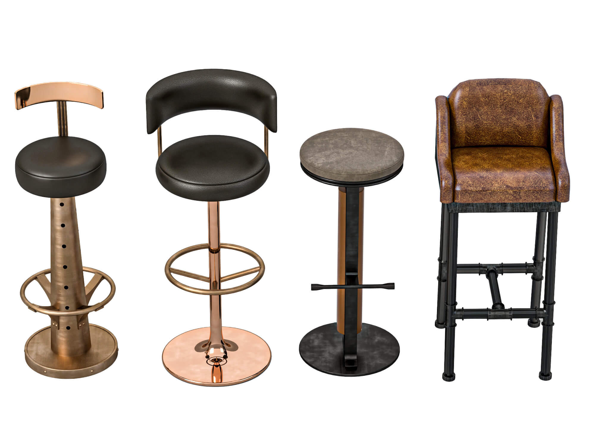 Modern Bar Stools Collection 3D Model