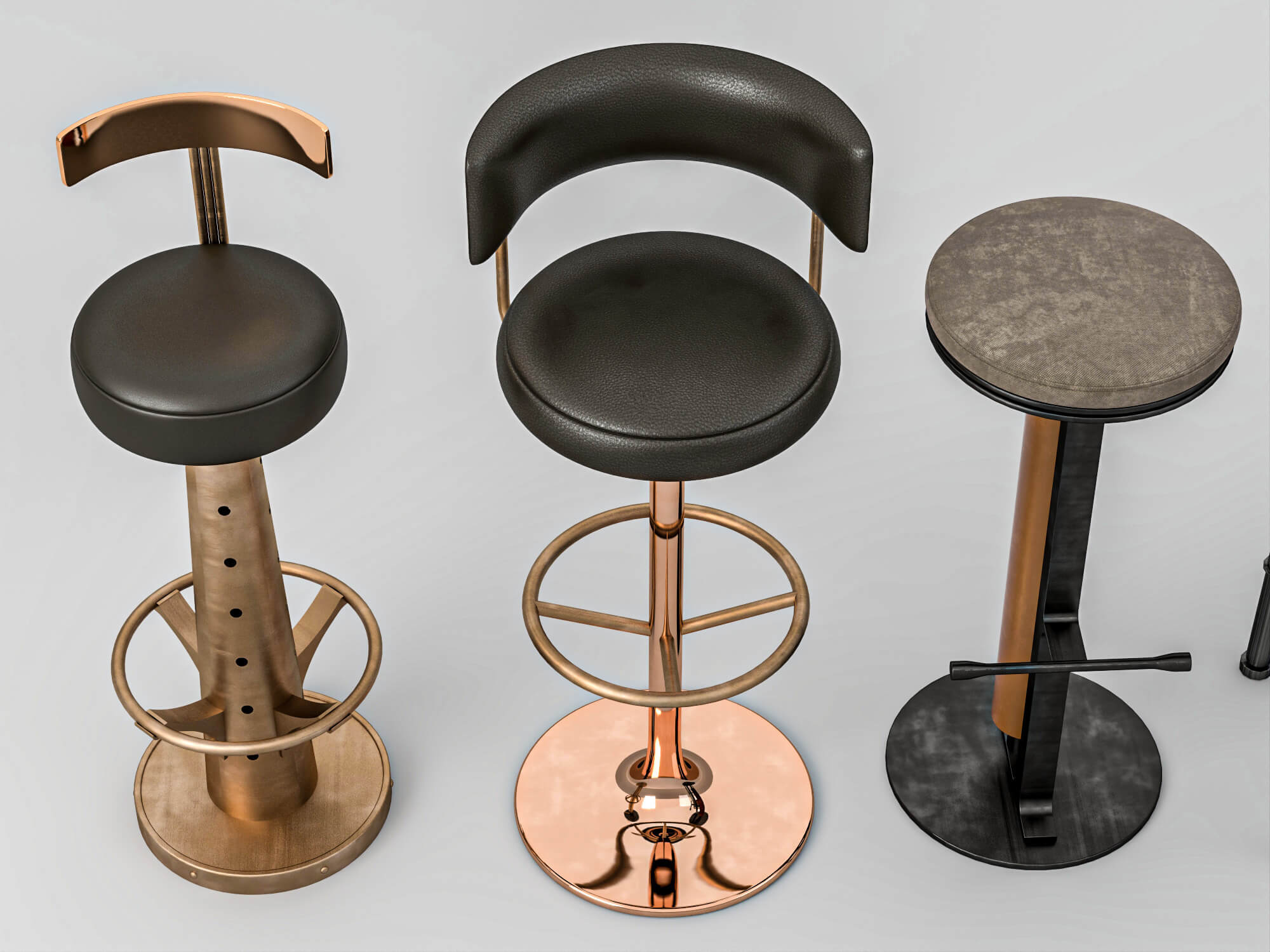 Modern Bar Stools Collection 3D Model