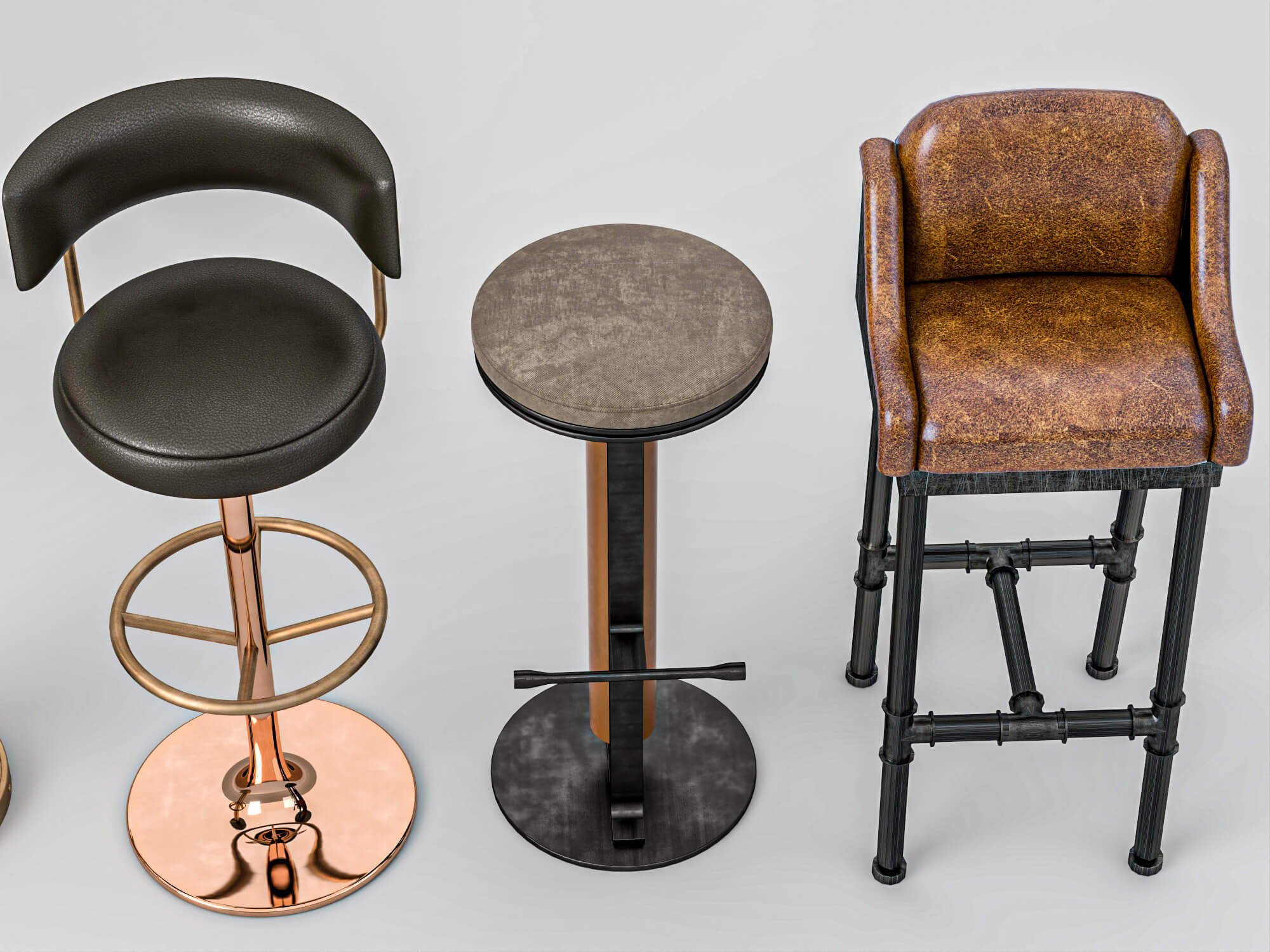 Modern Bar Stools Collection 3D Model