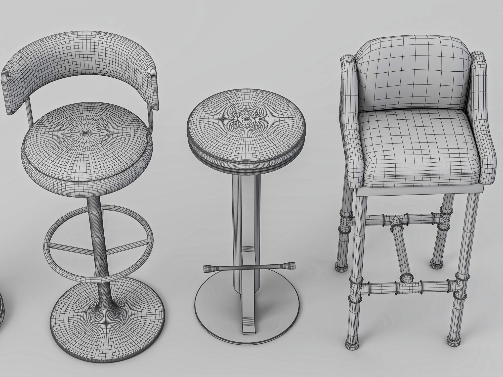 Modern Bar Stools Collection 3D Model