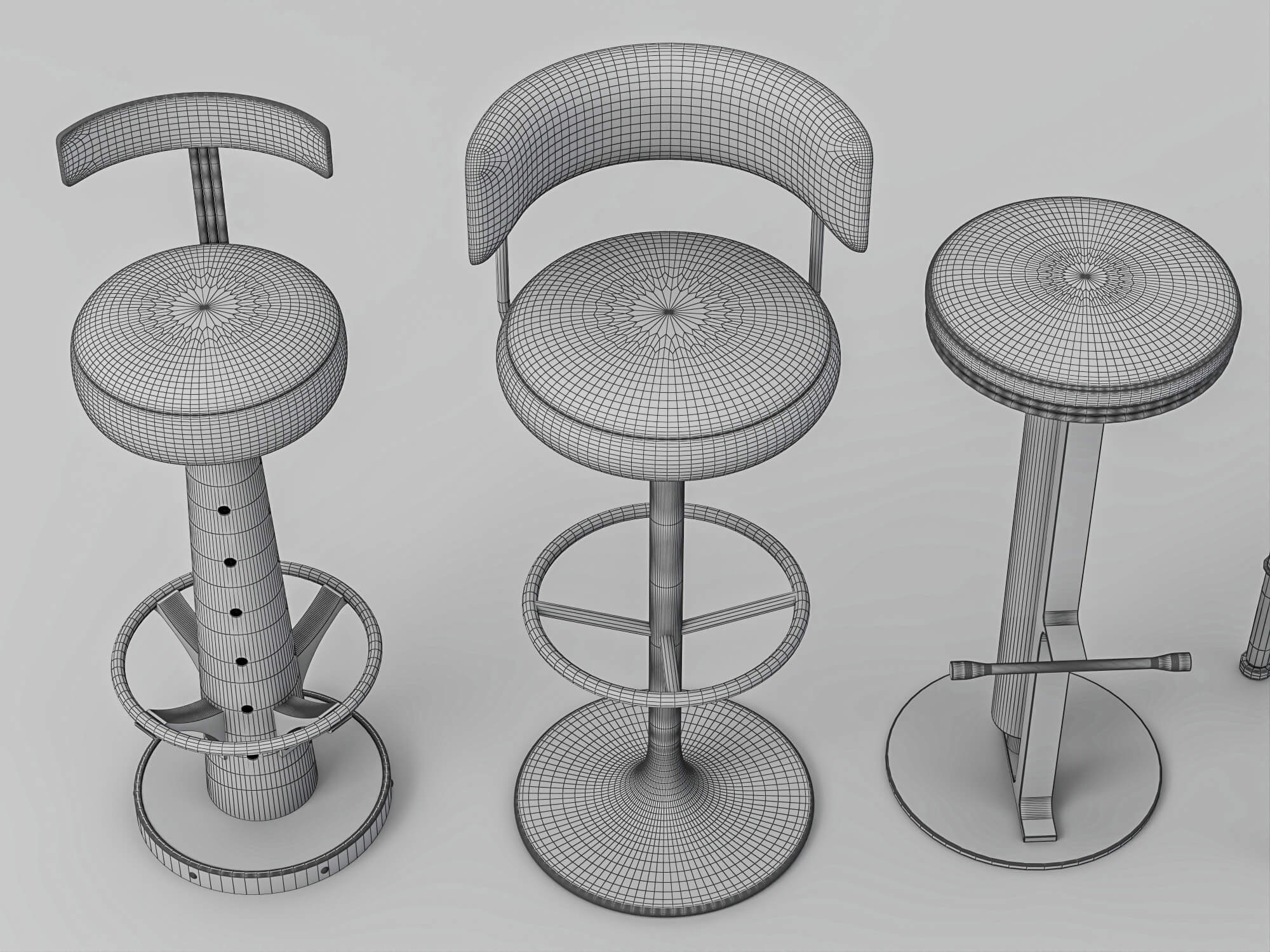 Modern Bar Stools Collection 3D Model