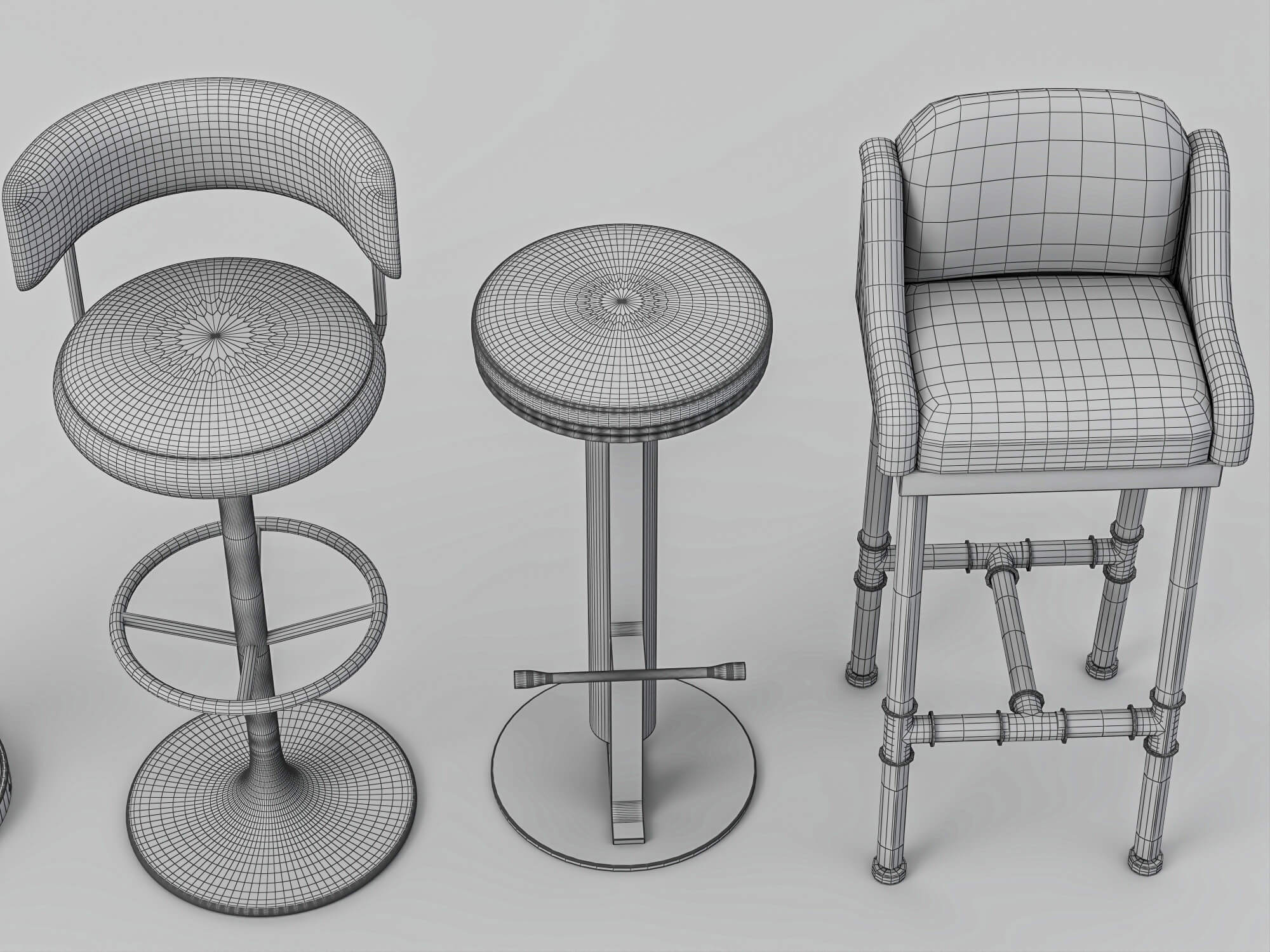 Modern Bar Stools Collection 3D Model
