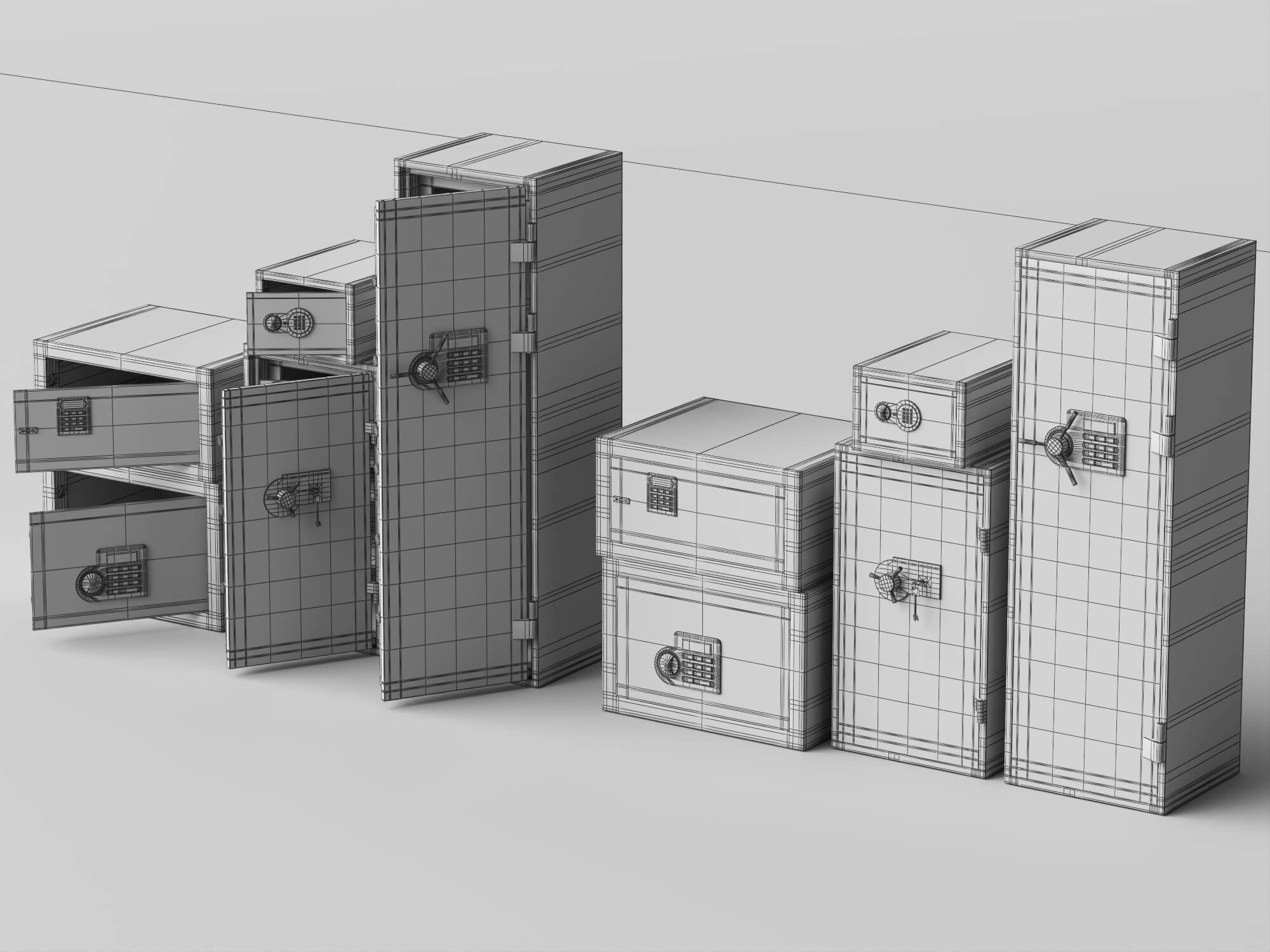 Modern Electronic Safes 3D Model Pack 3D Model