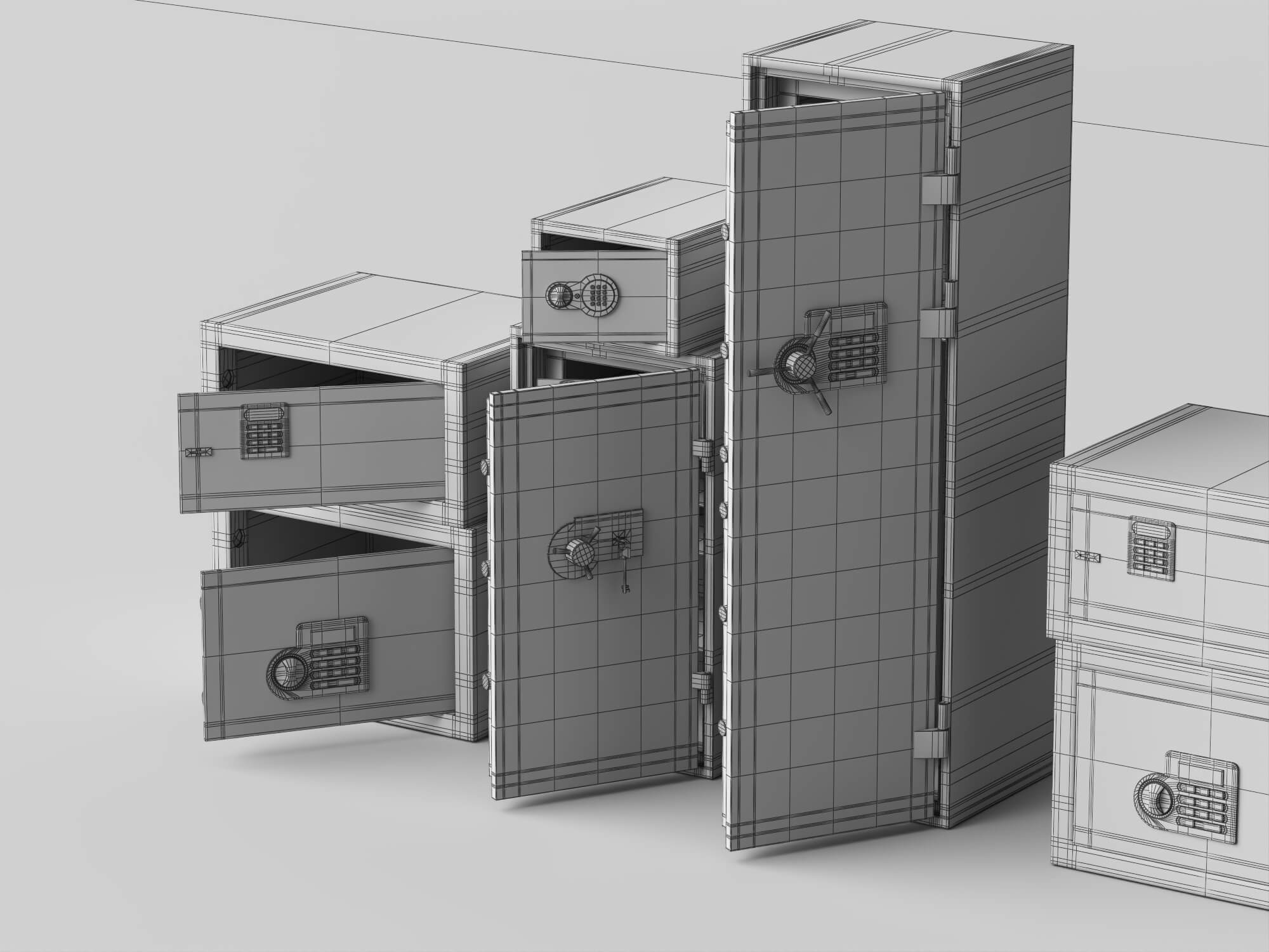 Modern Electronic Safes 3D Model Pack 3D Model