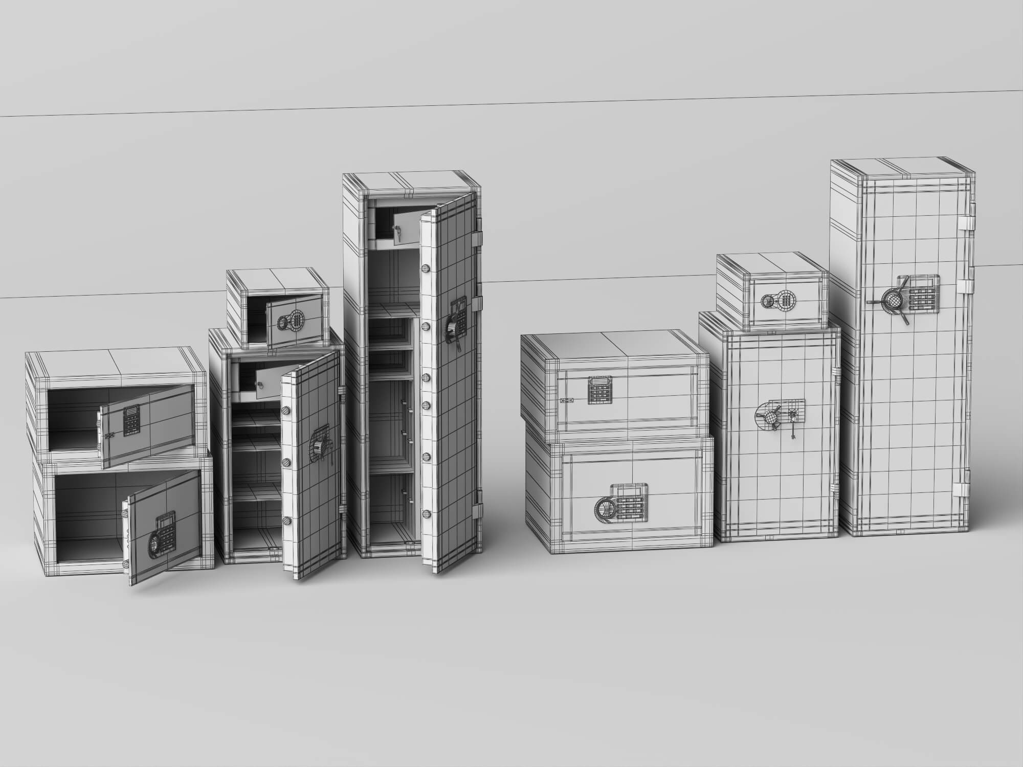Modern Electronic Safes 3D Model Pack 3D Model