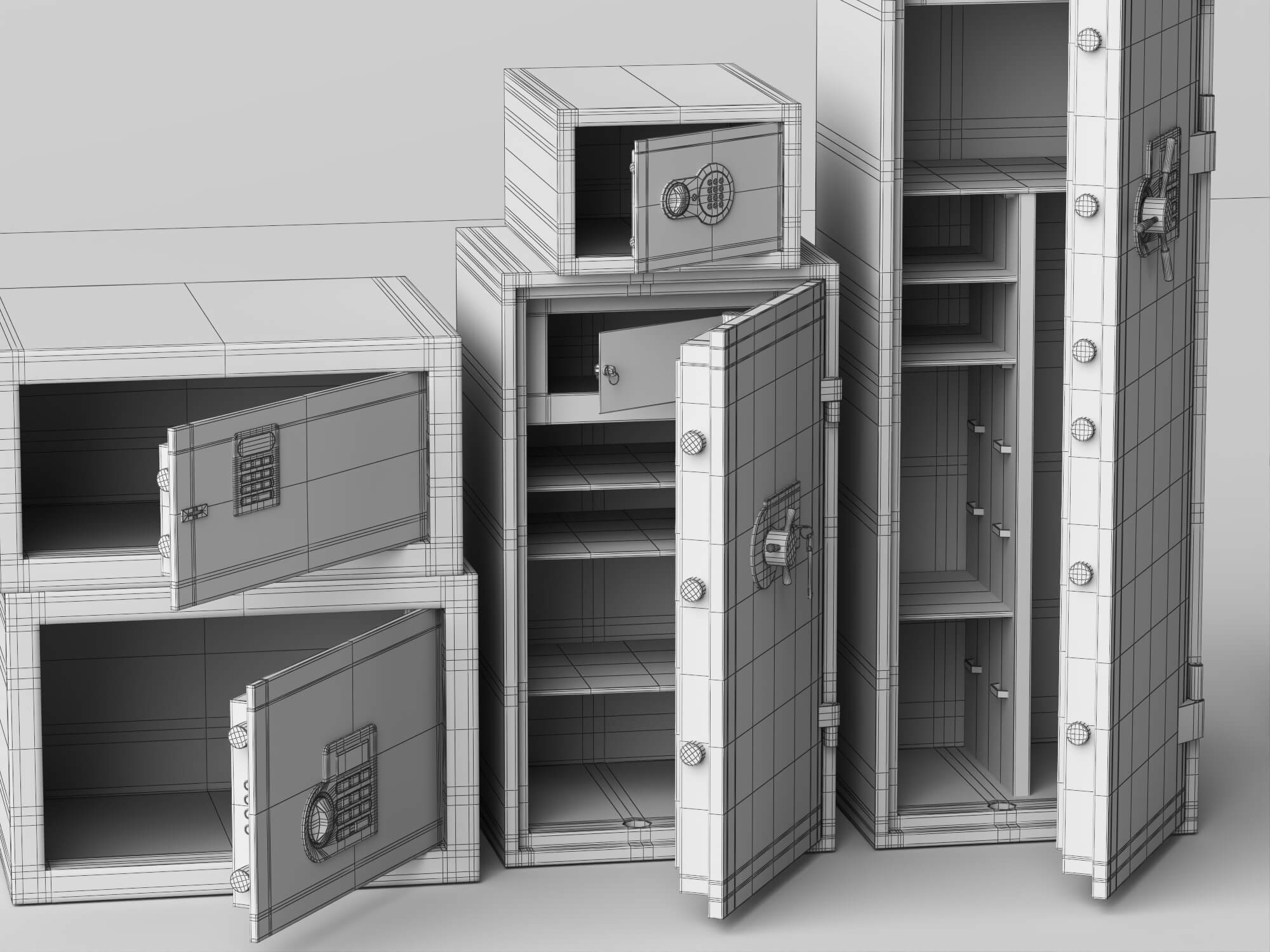 Modern Electronic Safes 3D Model Pack 3D Model