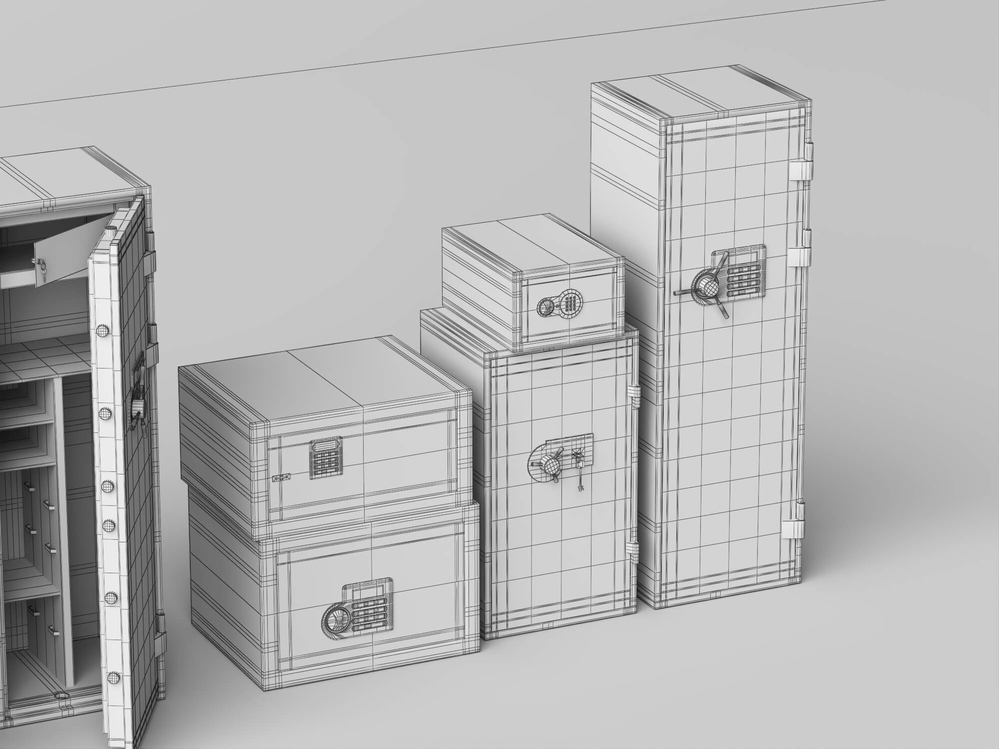 Modern Electronic Safes 3D Model Pack 3D Model