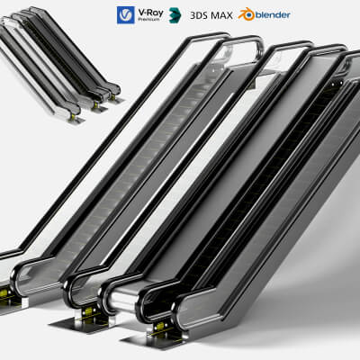 Modern Escalator Set 3D Model