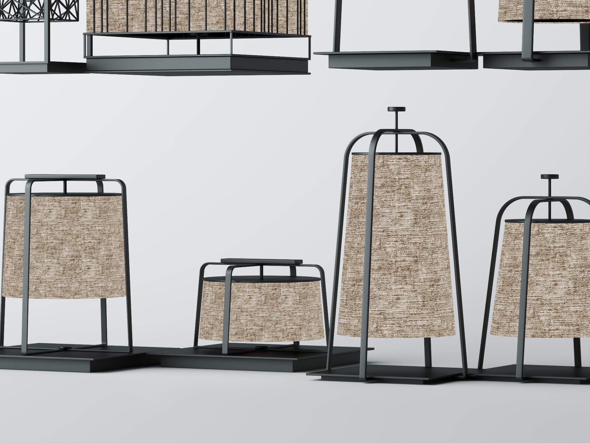 Modern Fabric Table Lamps Pack LowPoly 3D Model 3D Model