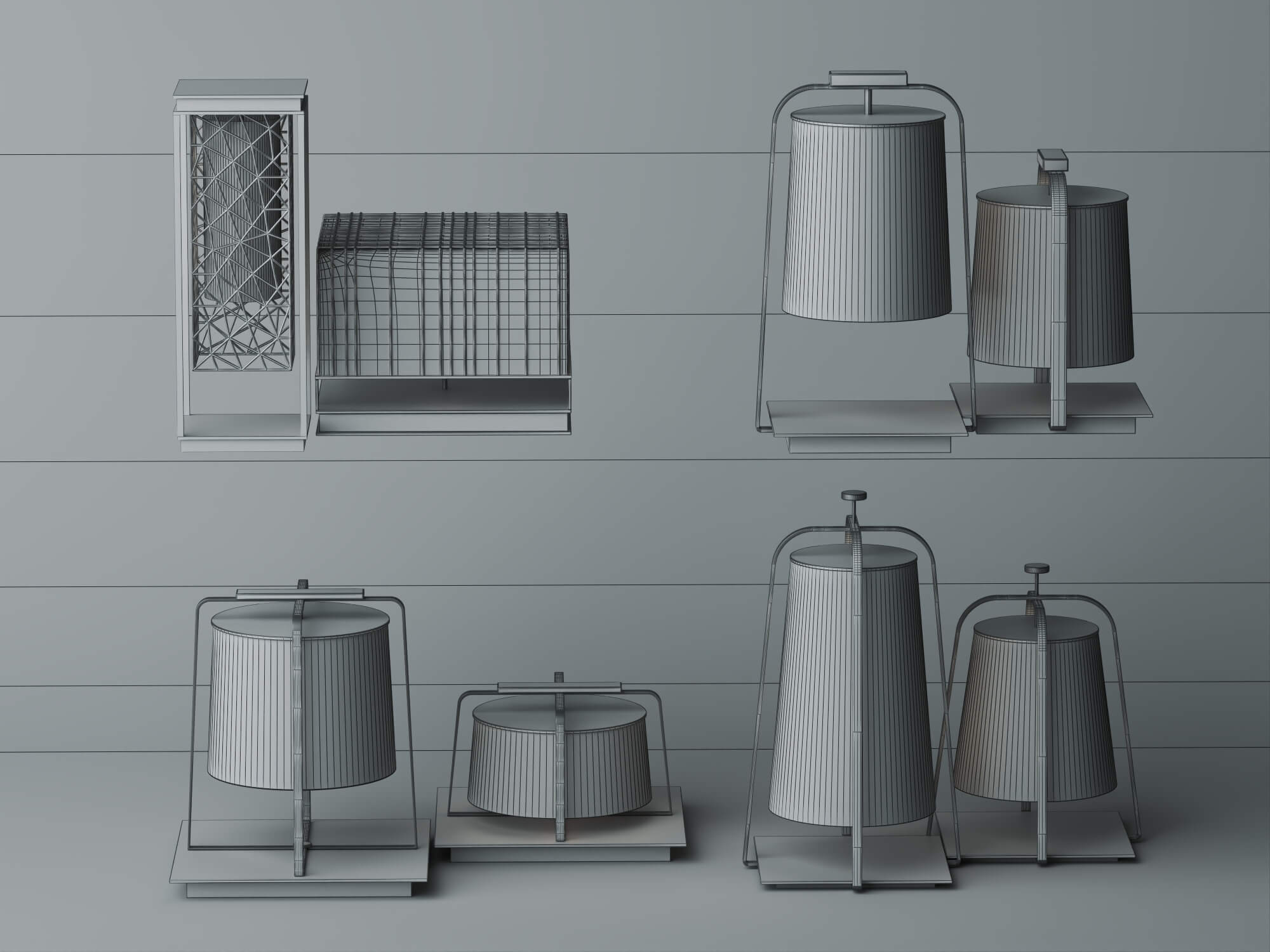 Modern Fabric Table Lamps Pack LowPoly 3D Model 3D Model
