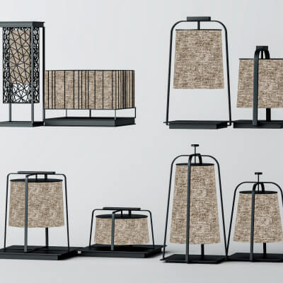 Modern Fabric Table Lamps Pack LowPoly 3D Model