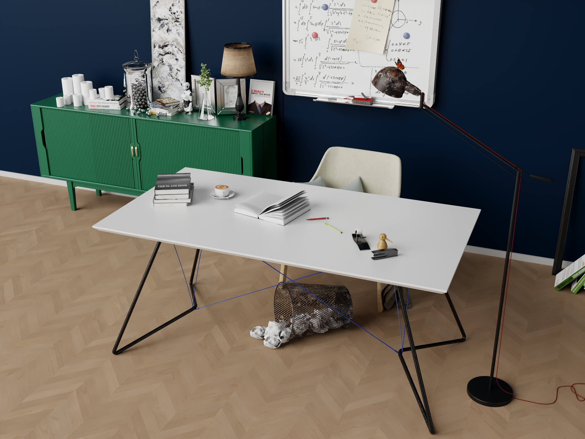 Modern Home Office Workspace Scene 3D Model