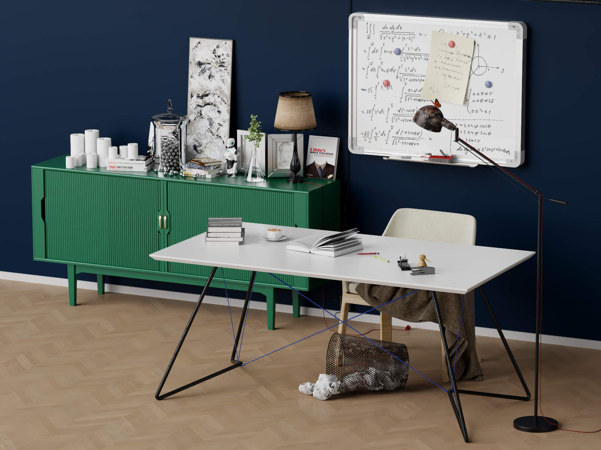 Modern Home Office Workspace Scene 3D Model