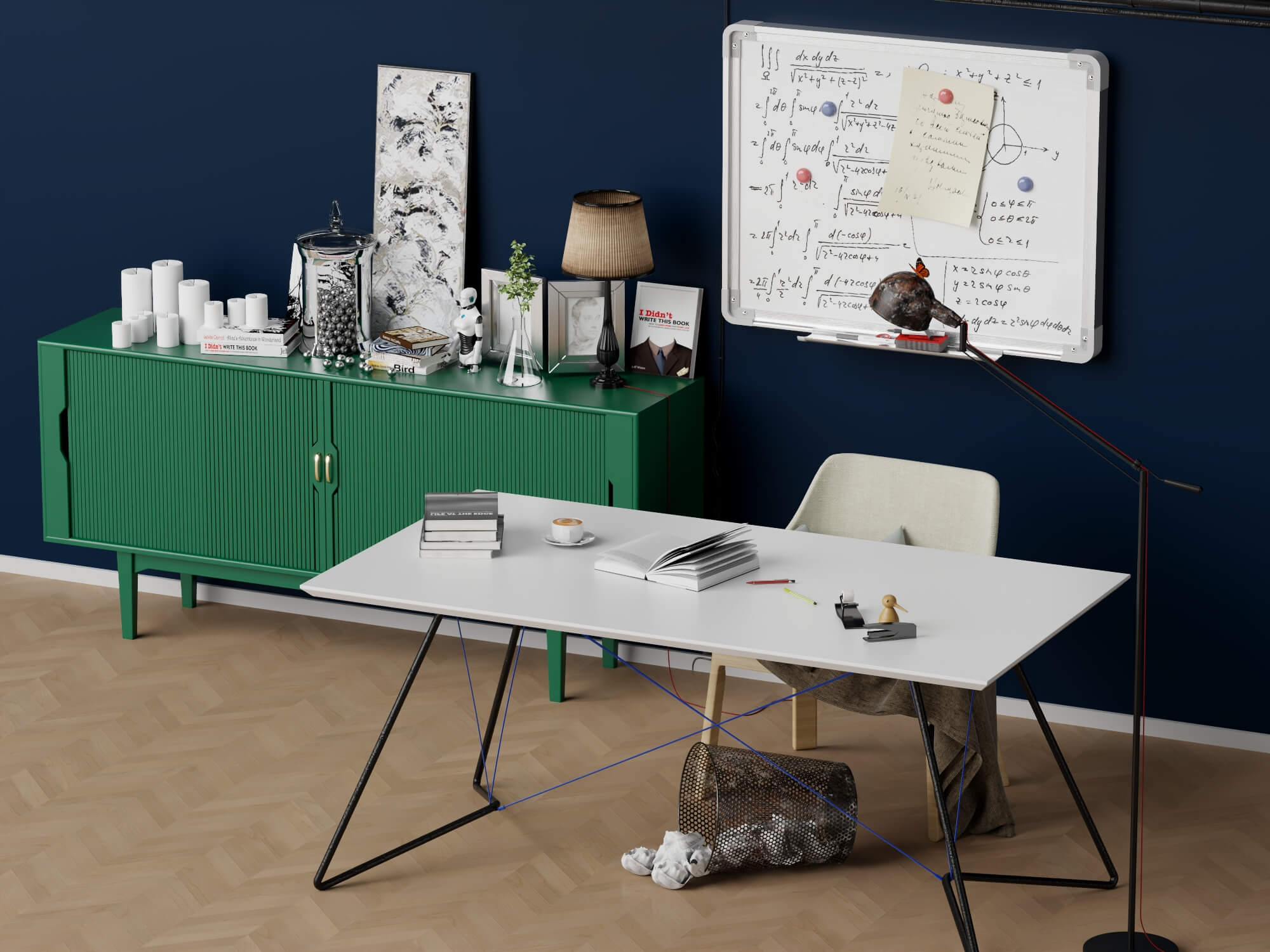Modern Home Office Workspace Scene 3D Model