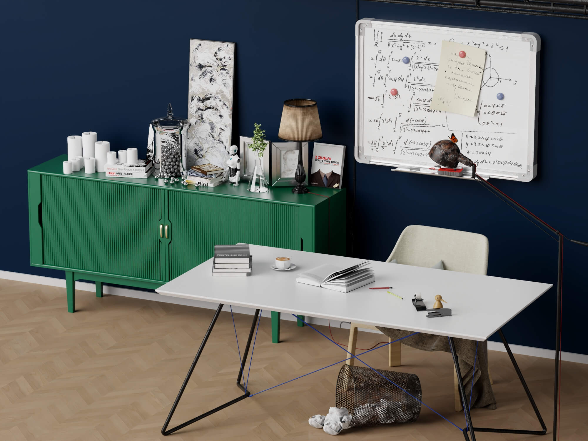 Modern Home Office Workspace Scene 3D Model