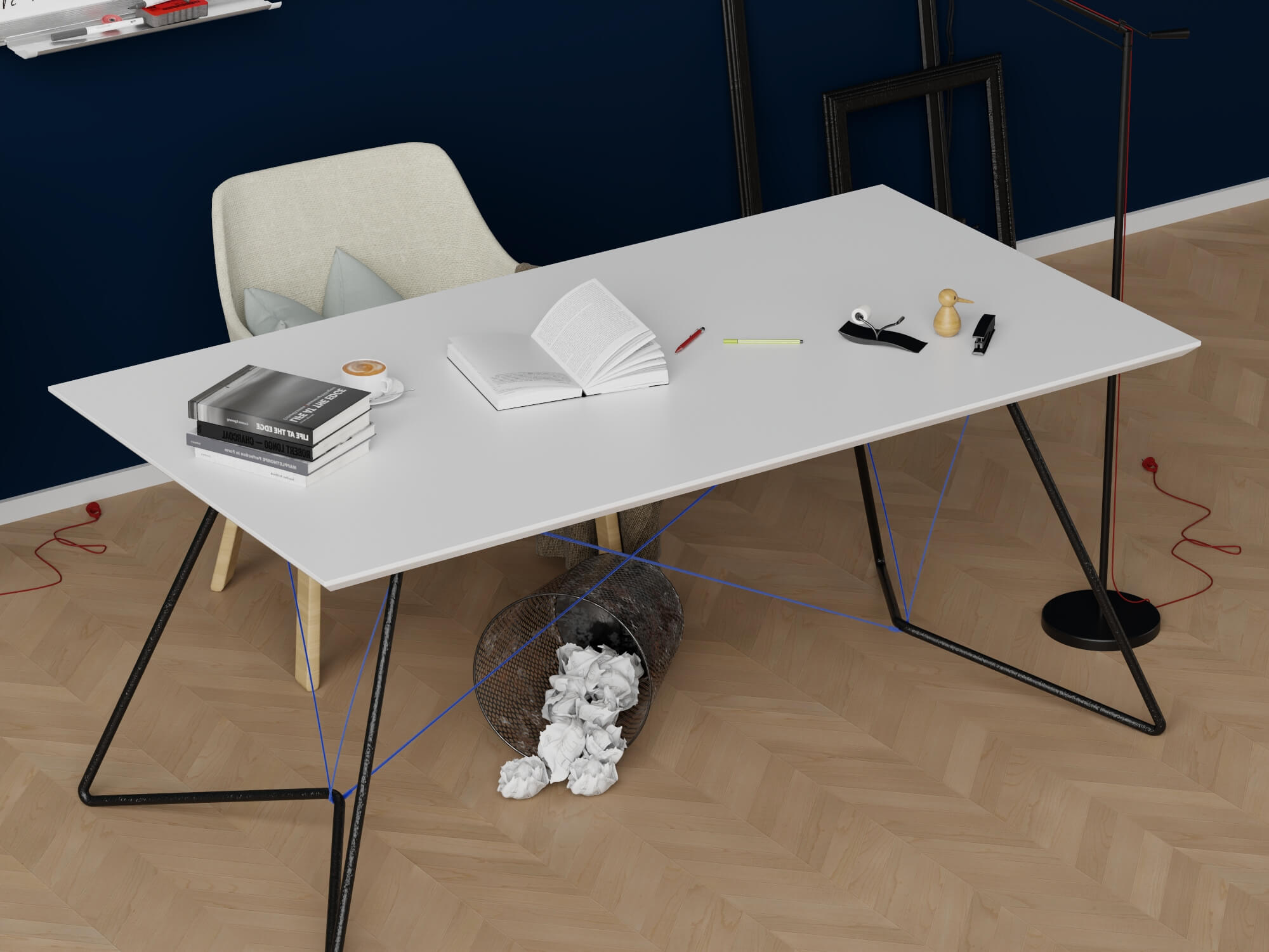 Modern Home Office Workspace Scene 3D Model