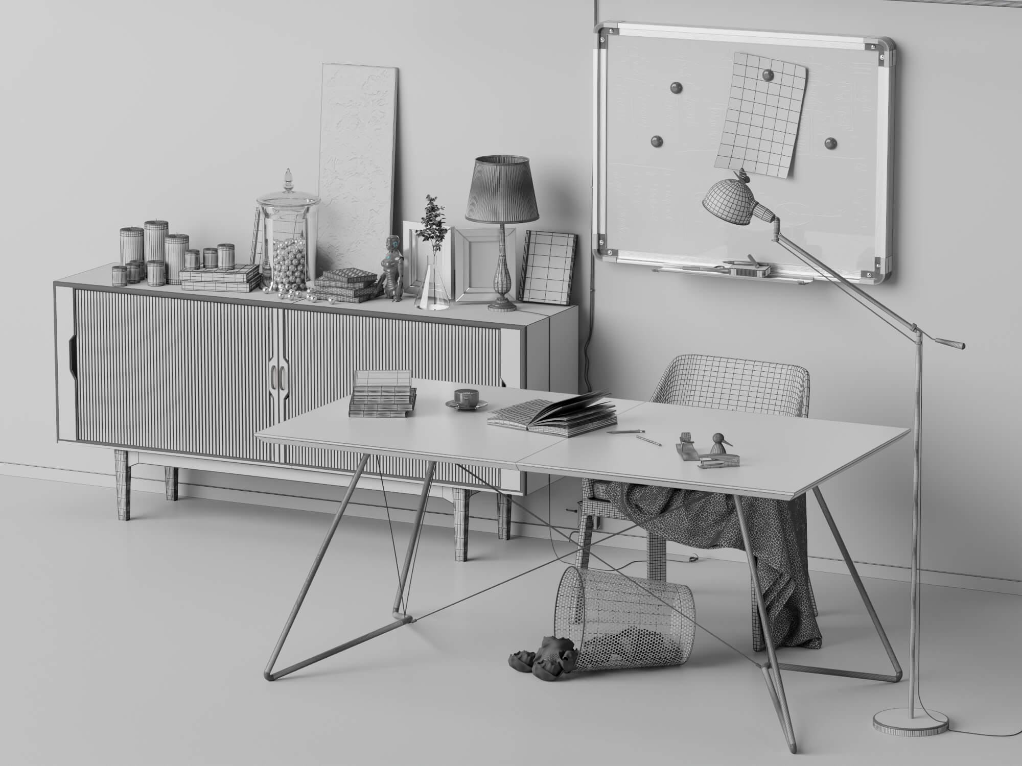 Modern Home Office Workspace Scene 3D Model