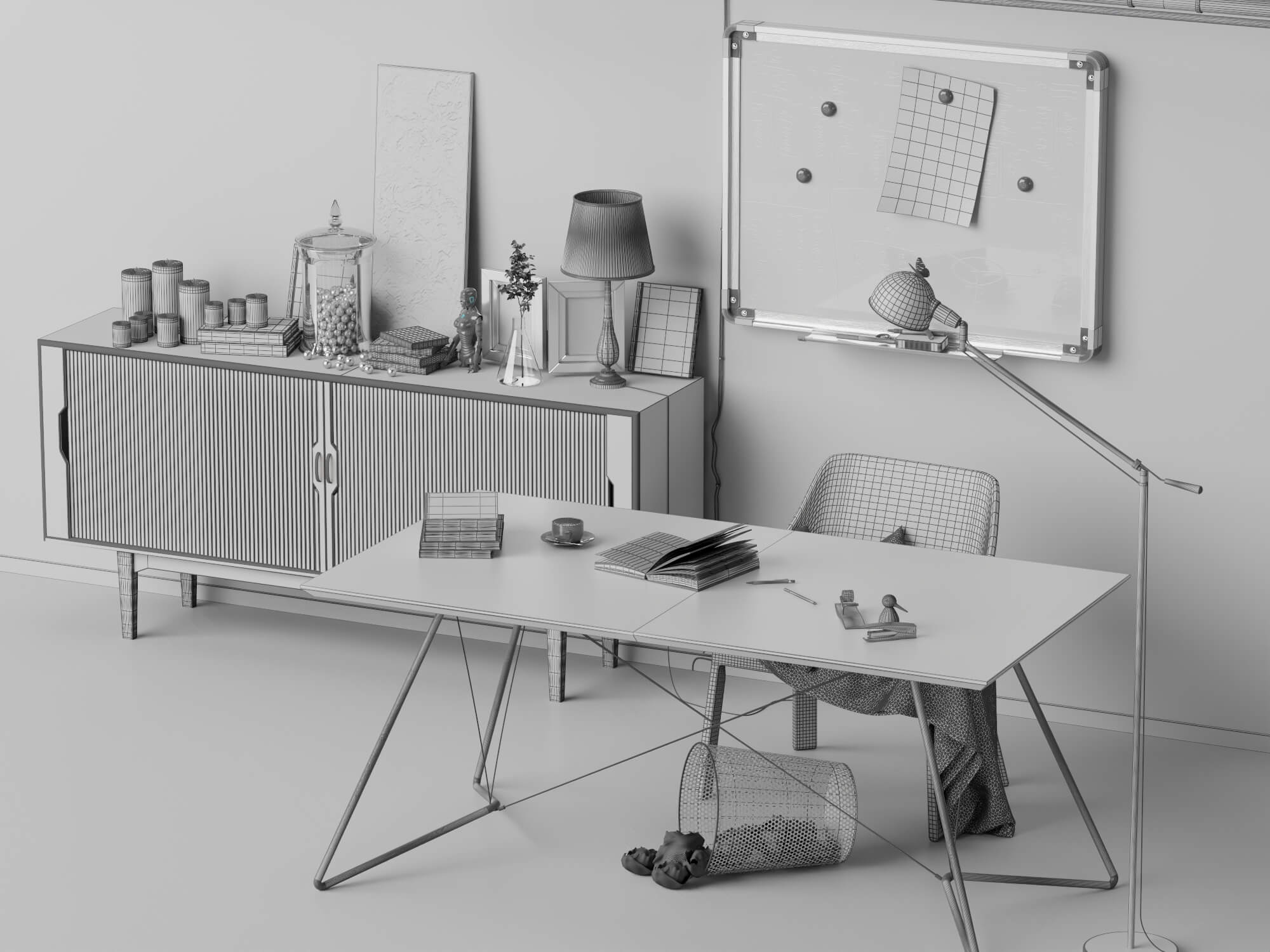 Modern Home Office Workspace Scene 3D Model