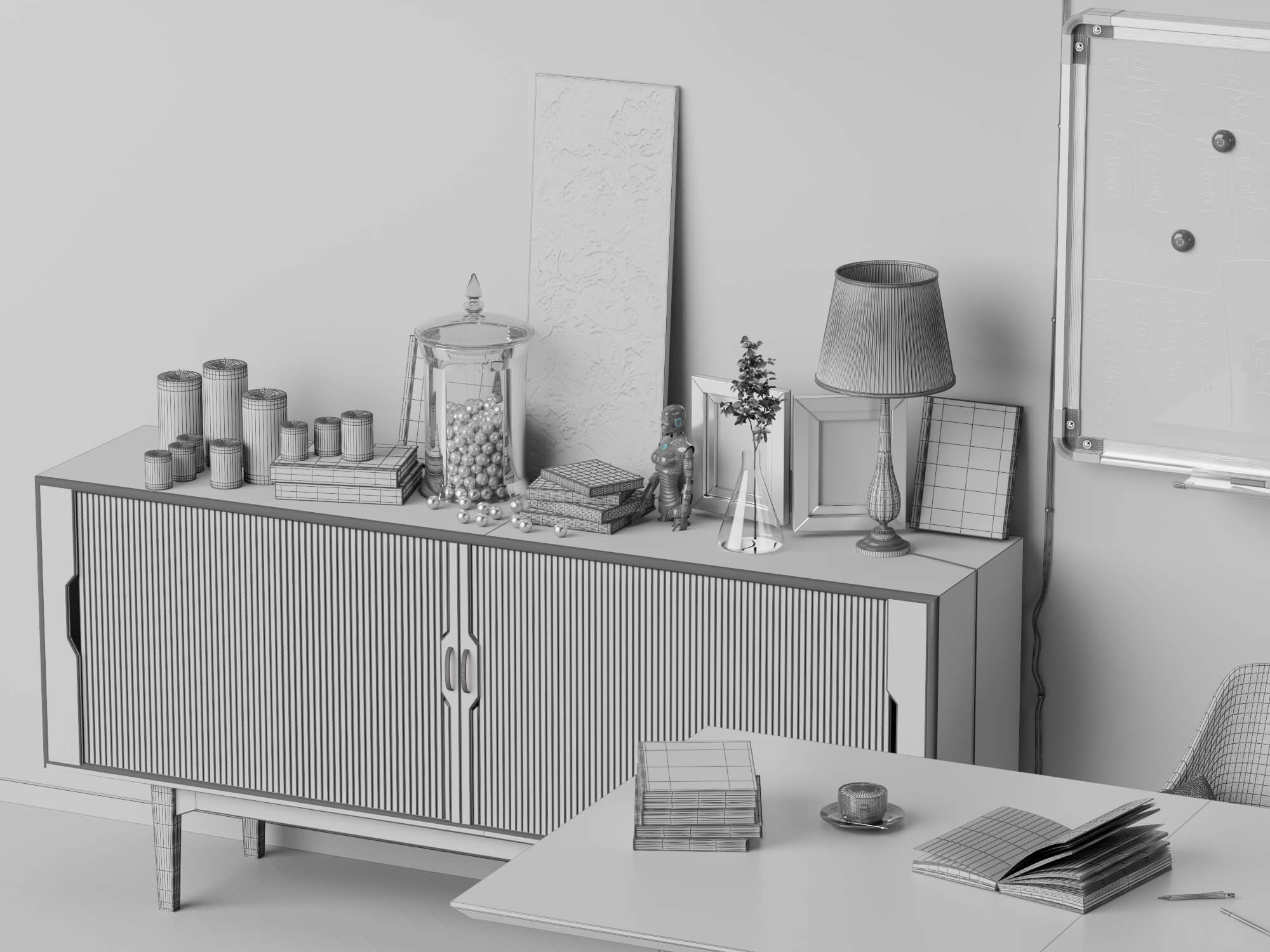 Modern Home Office Workspace Scene 3D Model