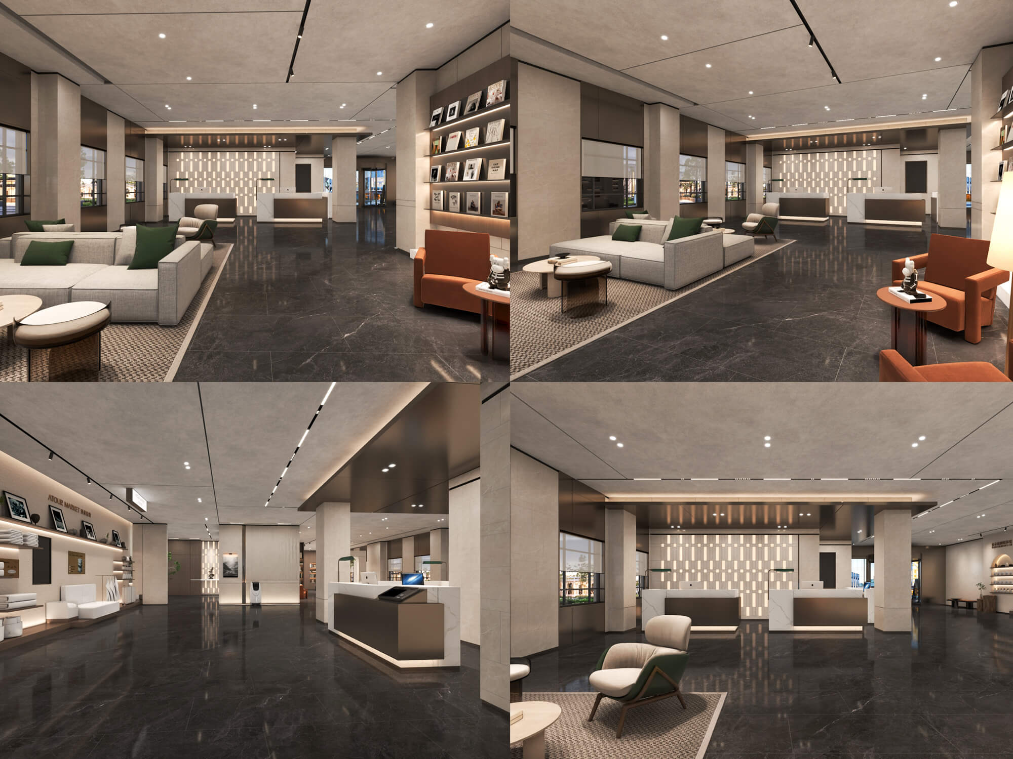Modern Hotel Lobby Reception Interior Lowpoly 3D Scene 3D Model