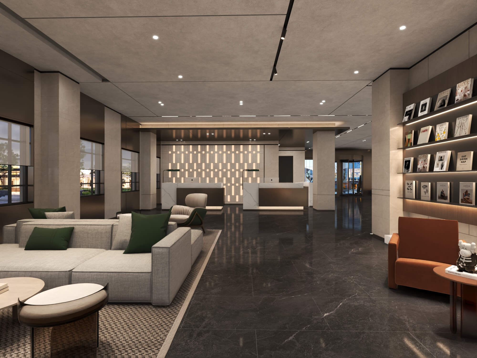 Modern Hotel Lobby Reception Interior Lowpoly 3D Scene 3D Model