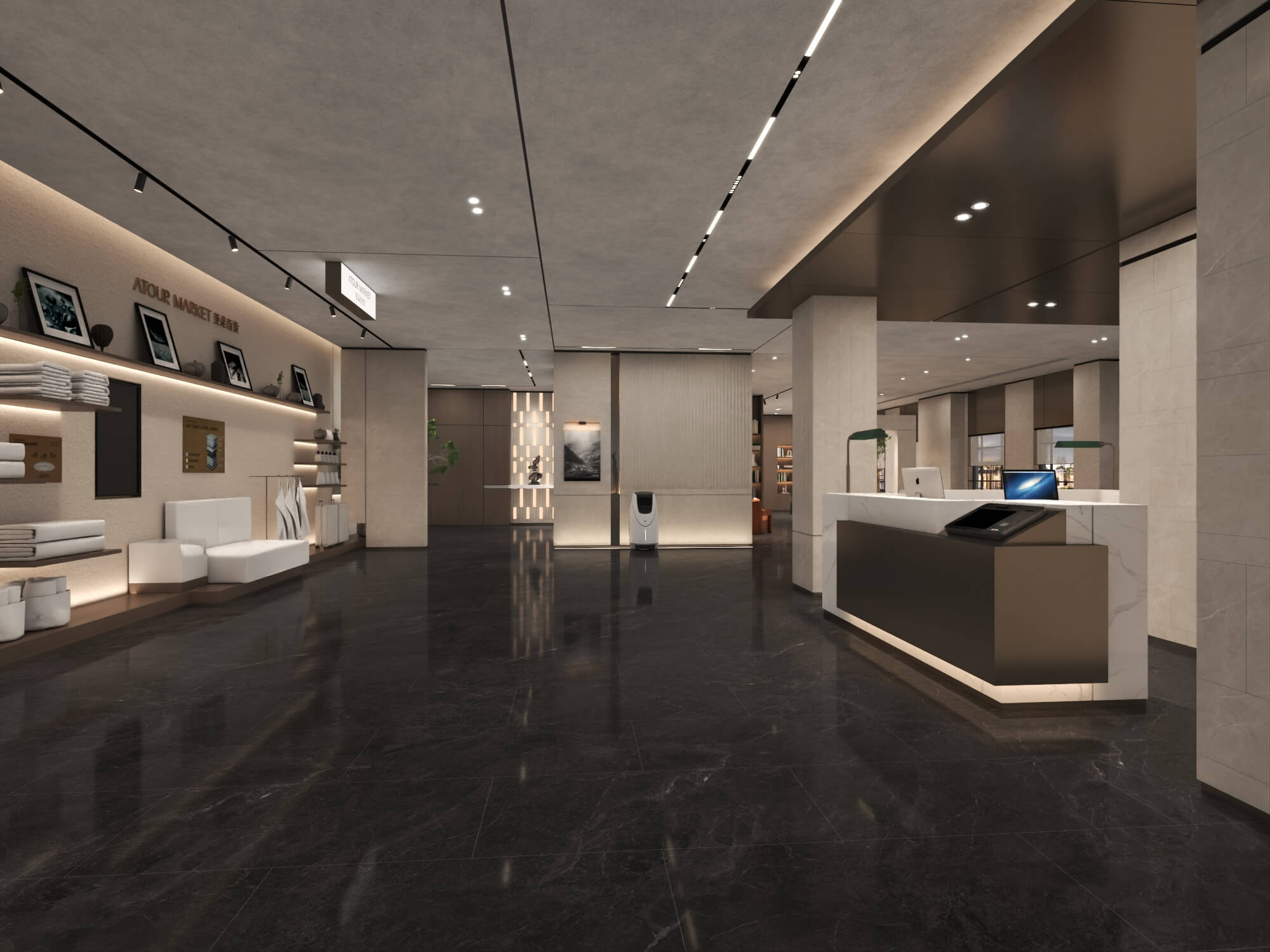 Modern Hotel Lobby Reception Interior Lowpoly 3D Scene 3D Model