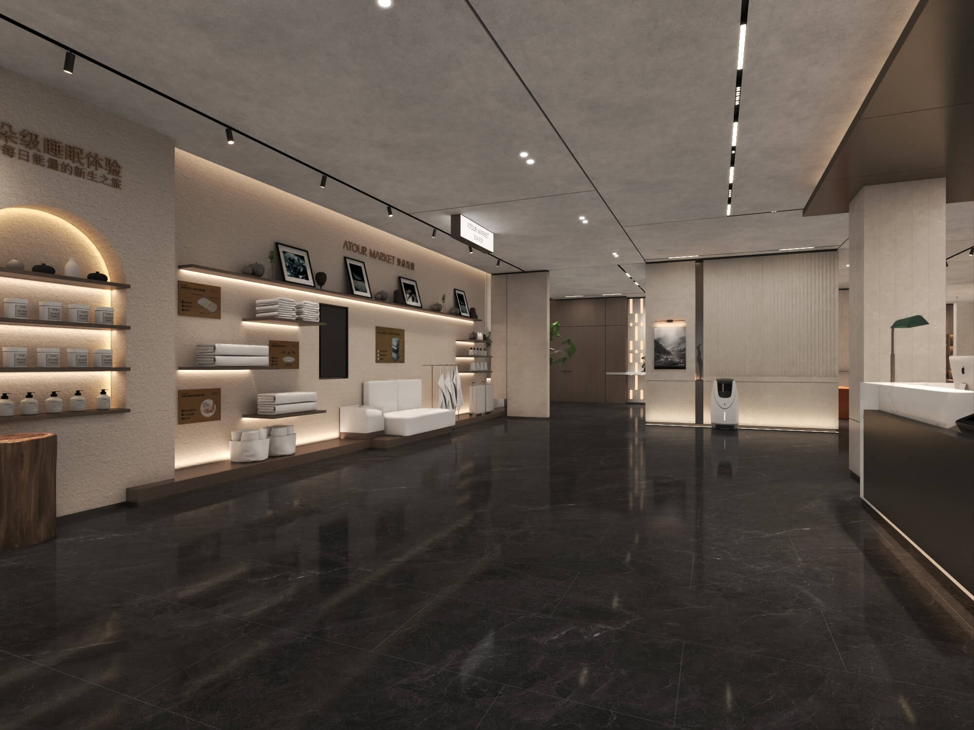 Modern Hotel Lobby Reception Interior Lowpoly 3D Scene 3D Model