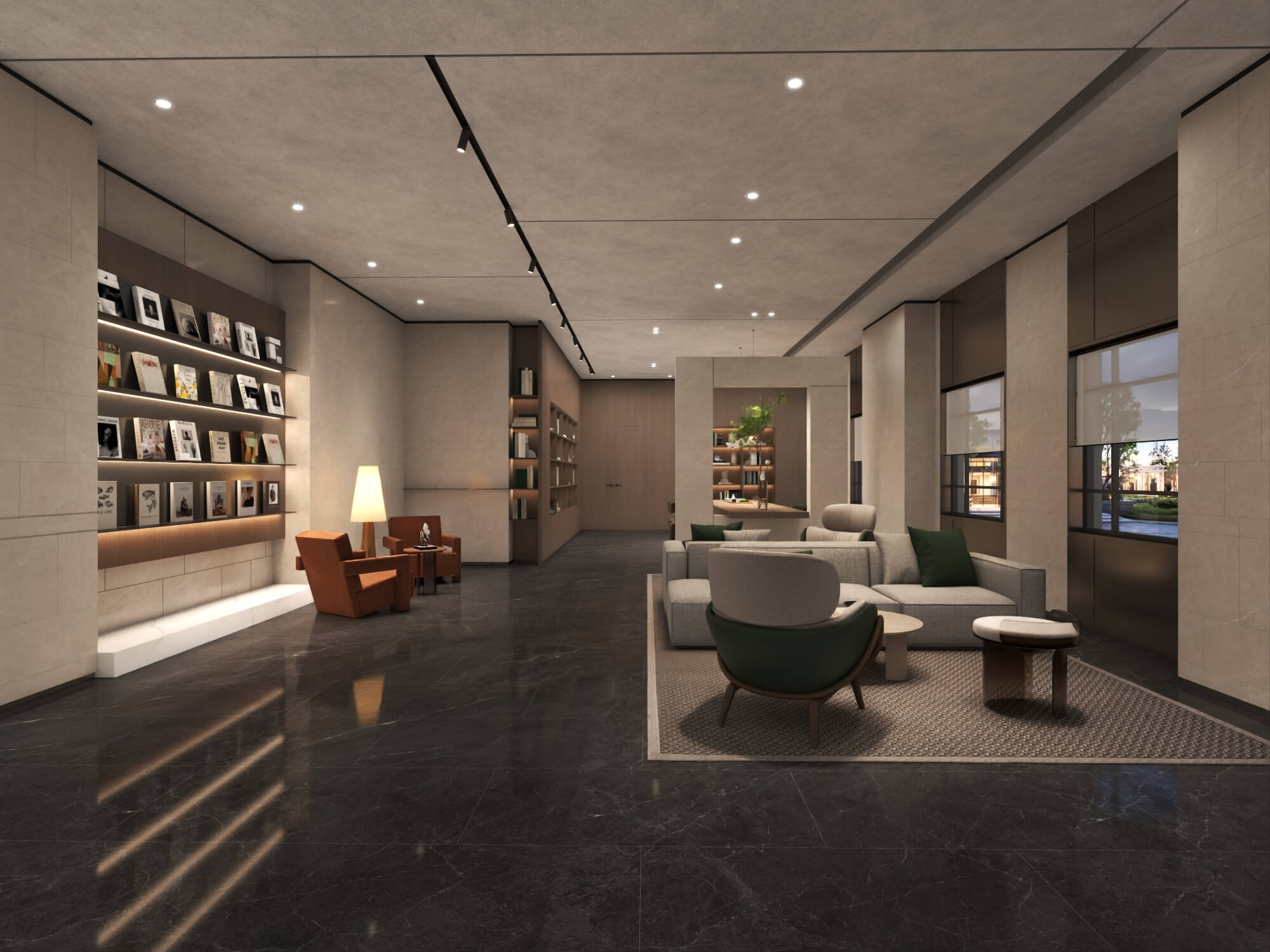 Modern Hotel Lobby Reception Interior Lowpoly 3D Scene 3D Model